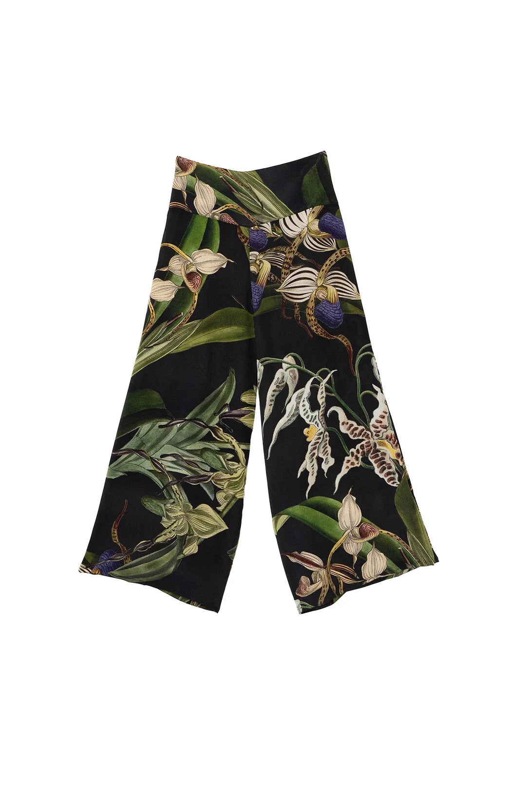 One Hundred Stars Orchid Black Crepe Palazzo Pants
