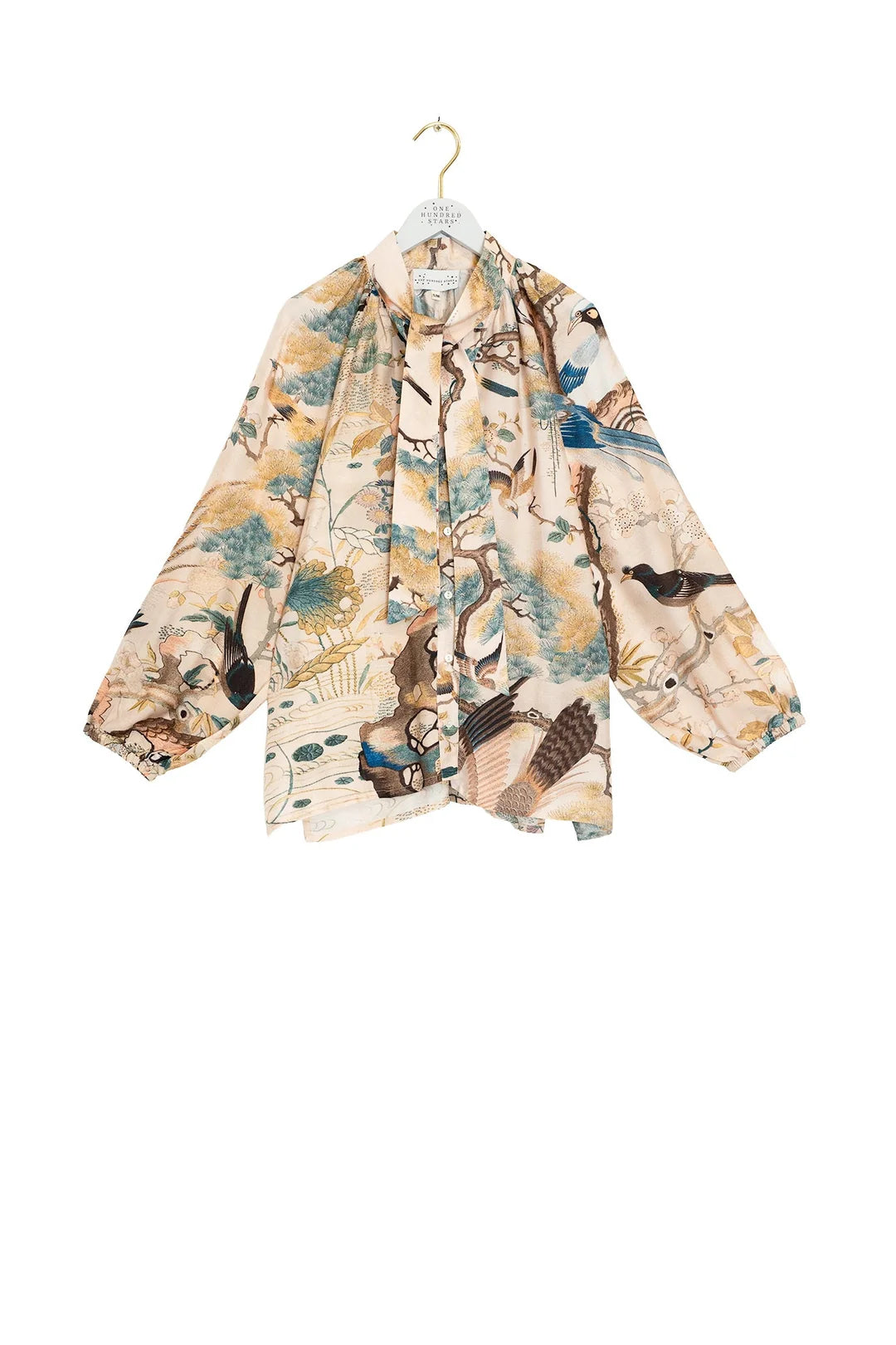 One Hundred Stars Hummingbird Nude Pussybow Blouse