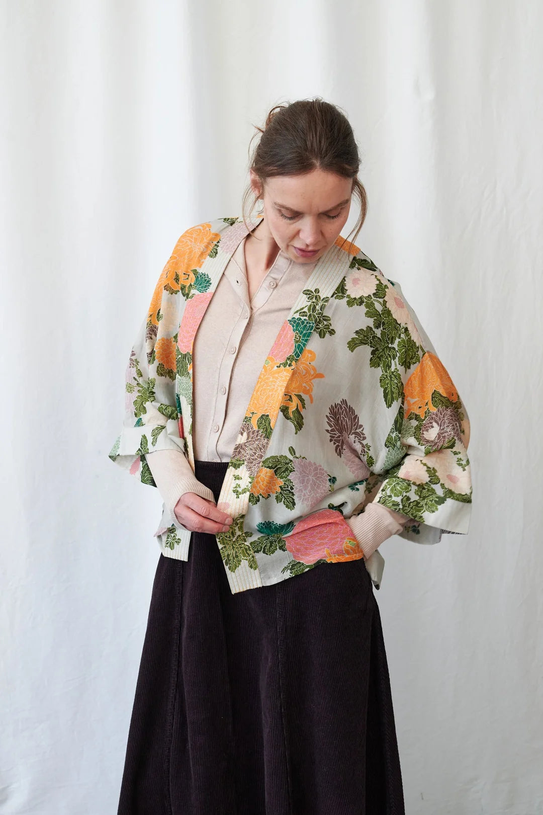 One Hundred Stars Jacquard Putty Kimono