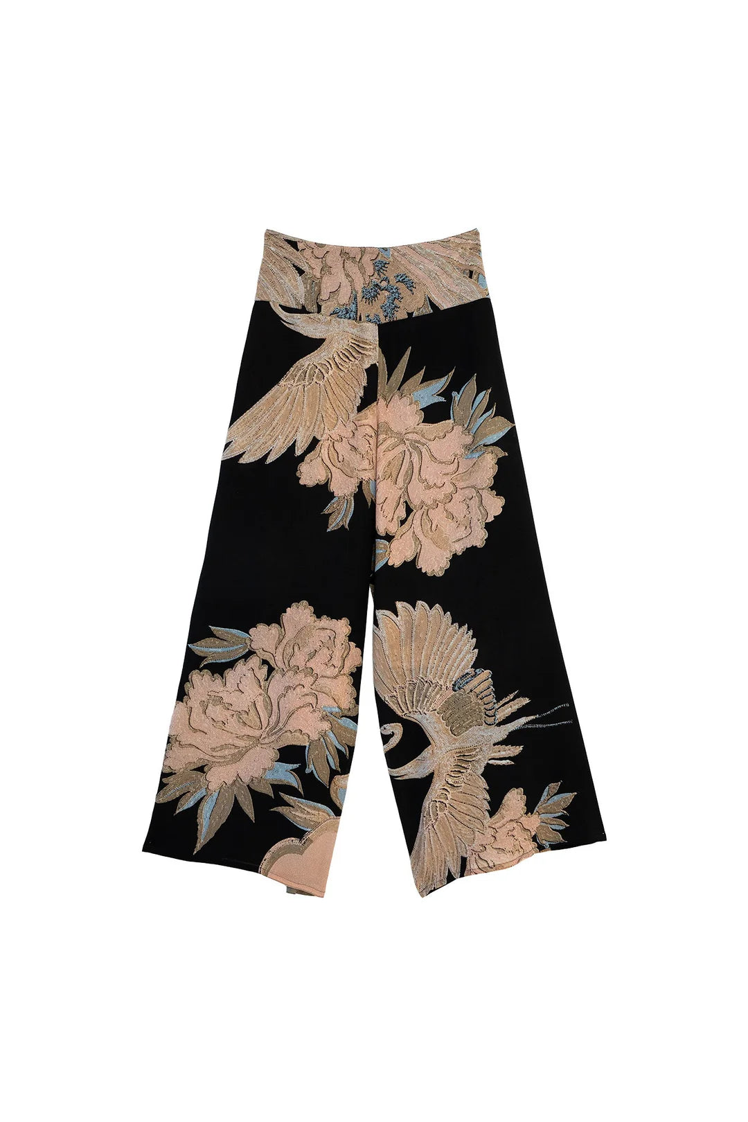 One Hundred Stars Crane Black Crepe Palazzo Pants