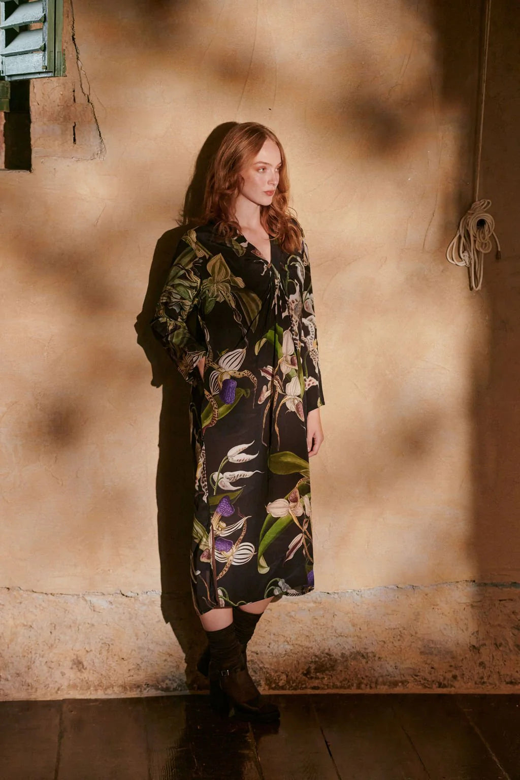 One Hundred Stars Orchid Black Midi Dress