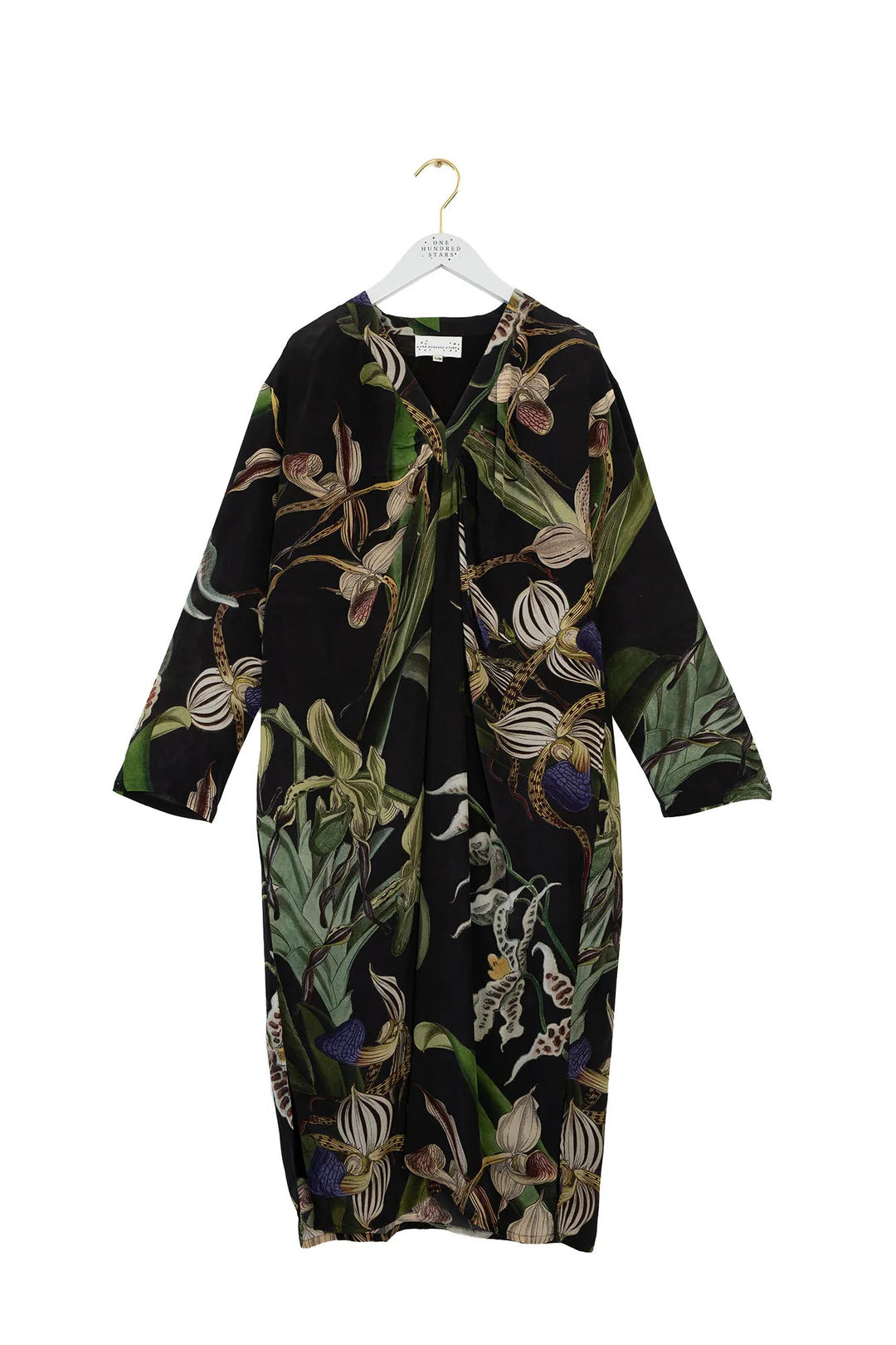 One Hundred Stars Orchid Black Midi Dress