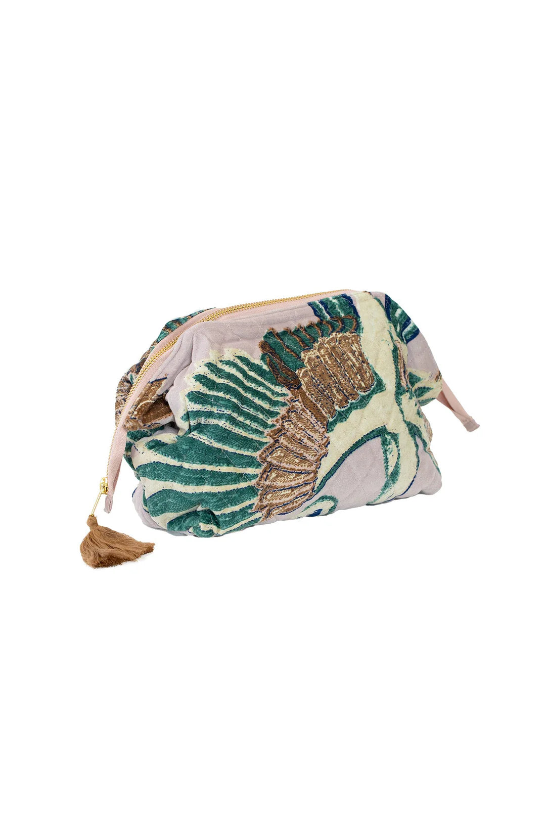 One Hundred Stars Velvet Pouch Crane Plaster Pink