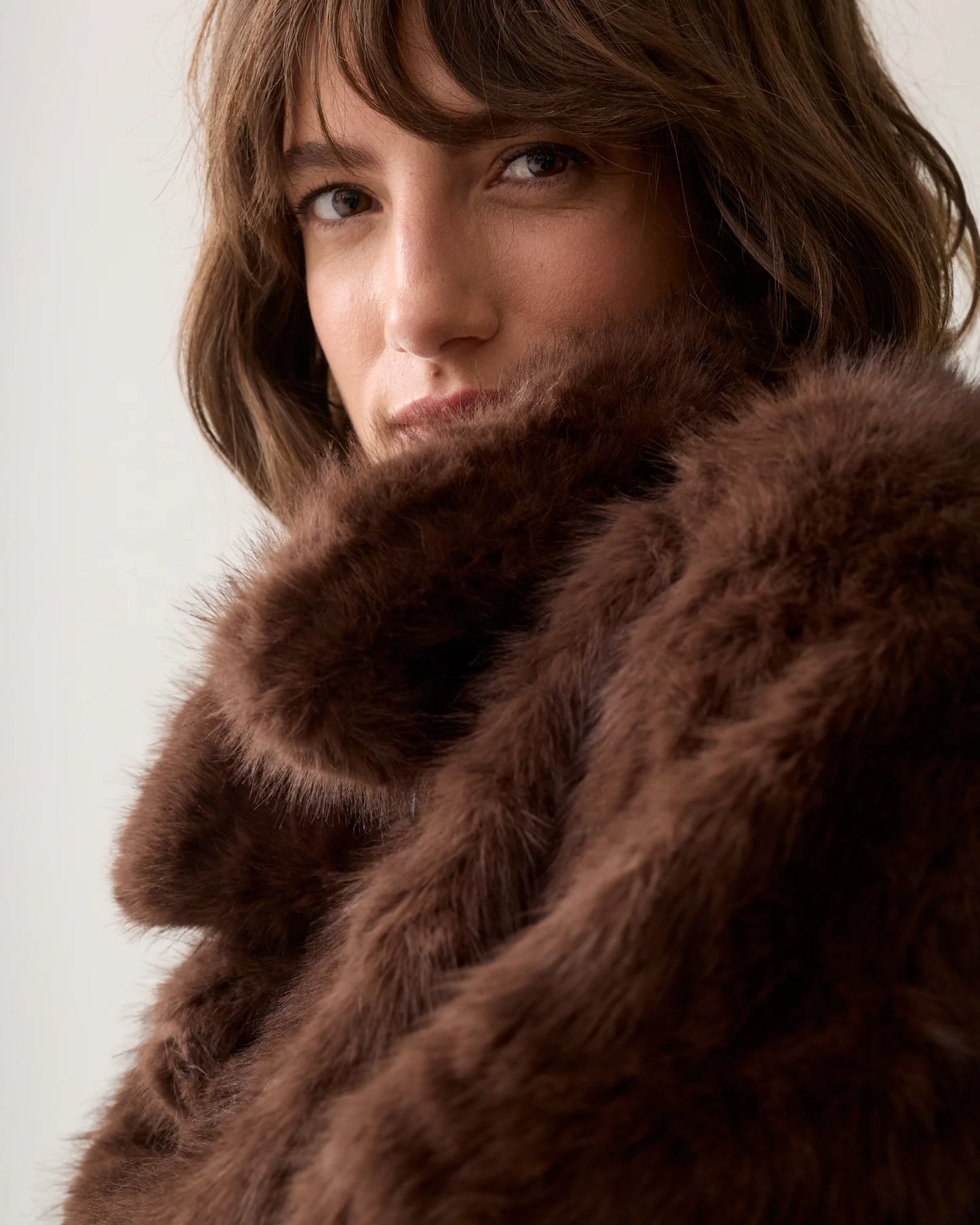 Summum Soft Brown Faux Fur Jacket