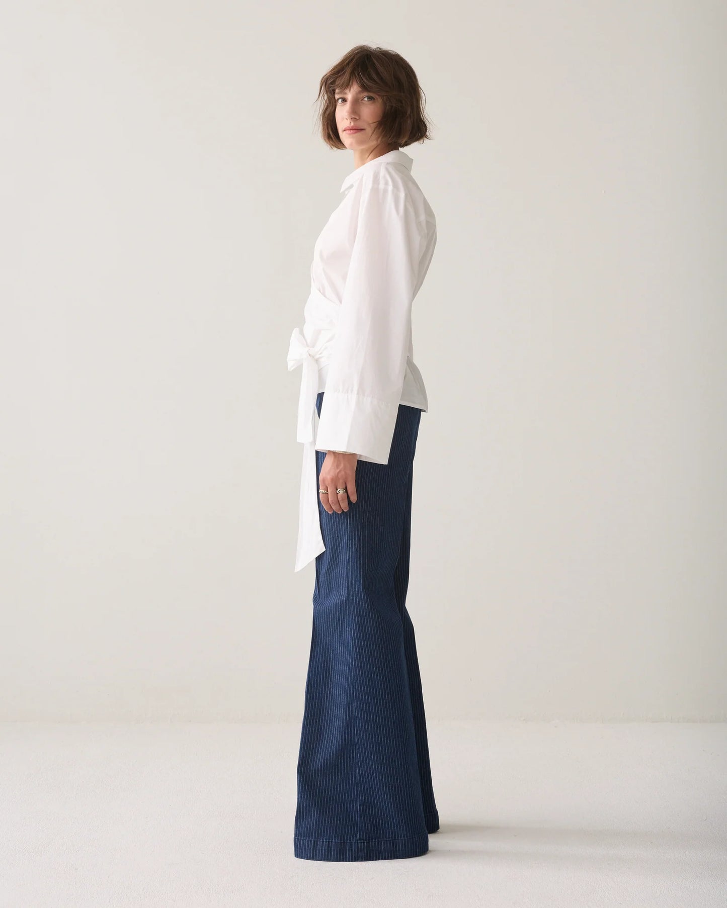 Summum White Poplin Wrap Blouse