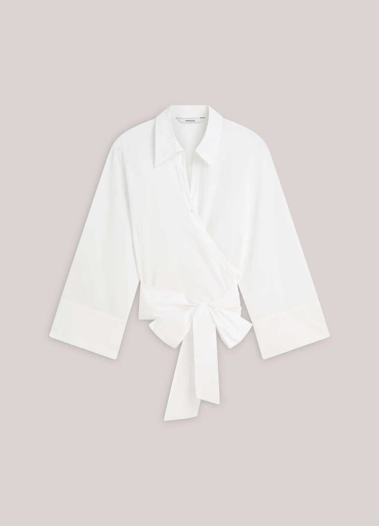 Summum White Poplin Wrap Blouse