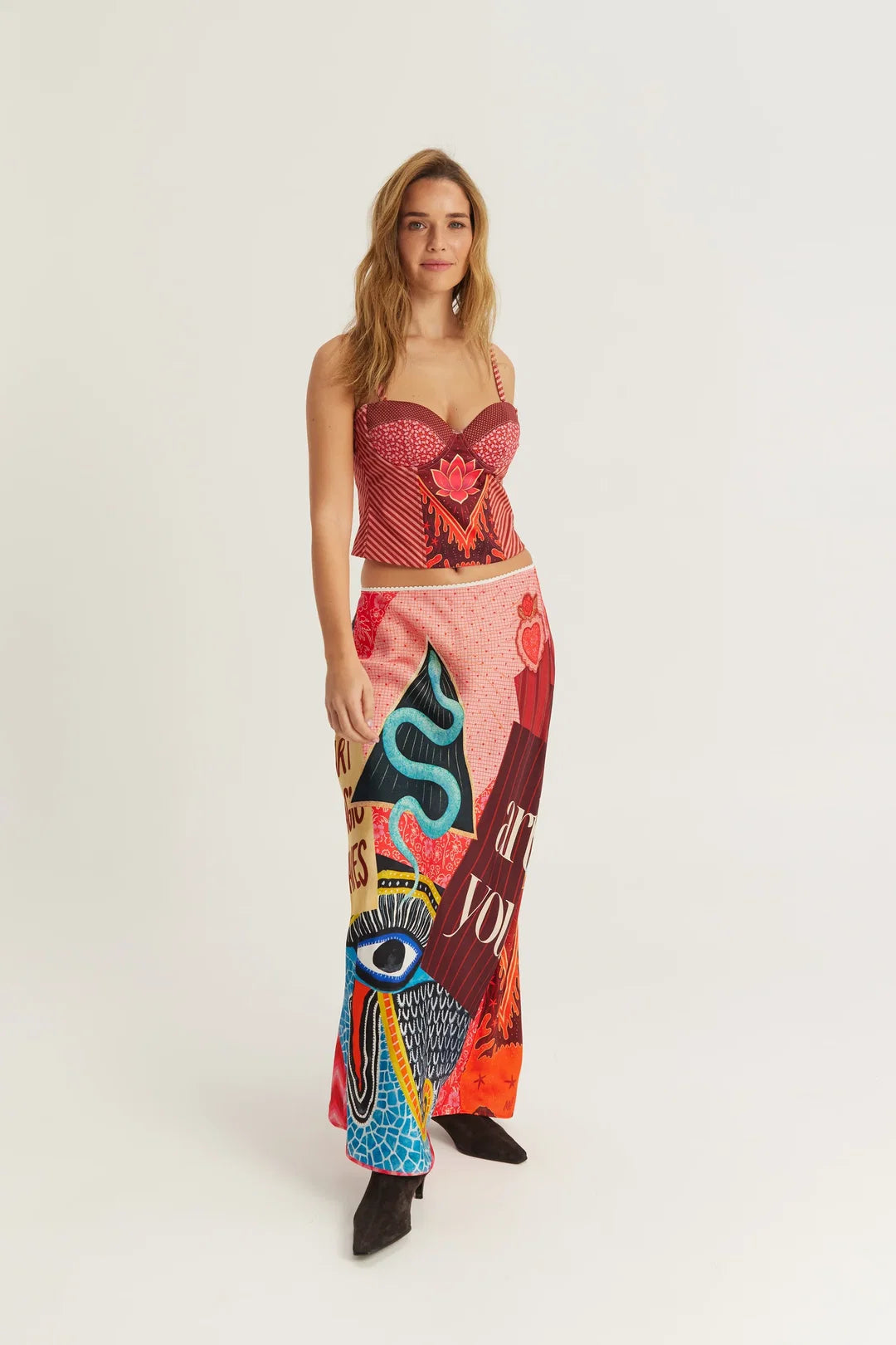 Me369 Blakely Slip Skirt-Red Aura