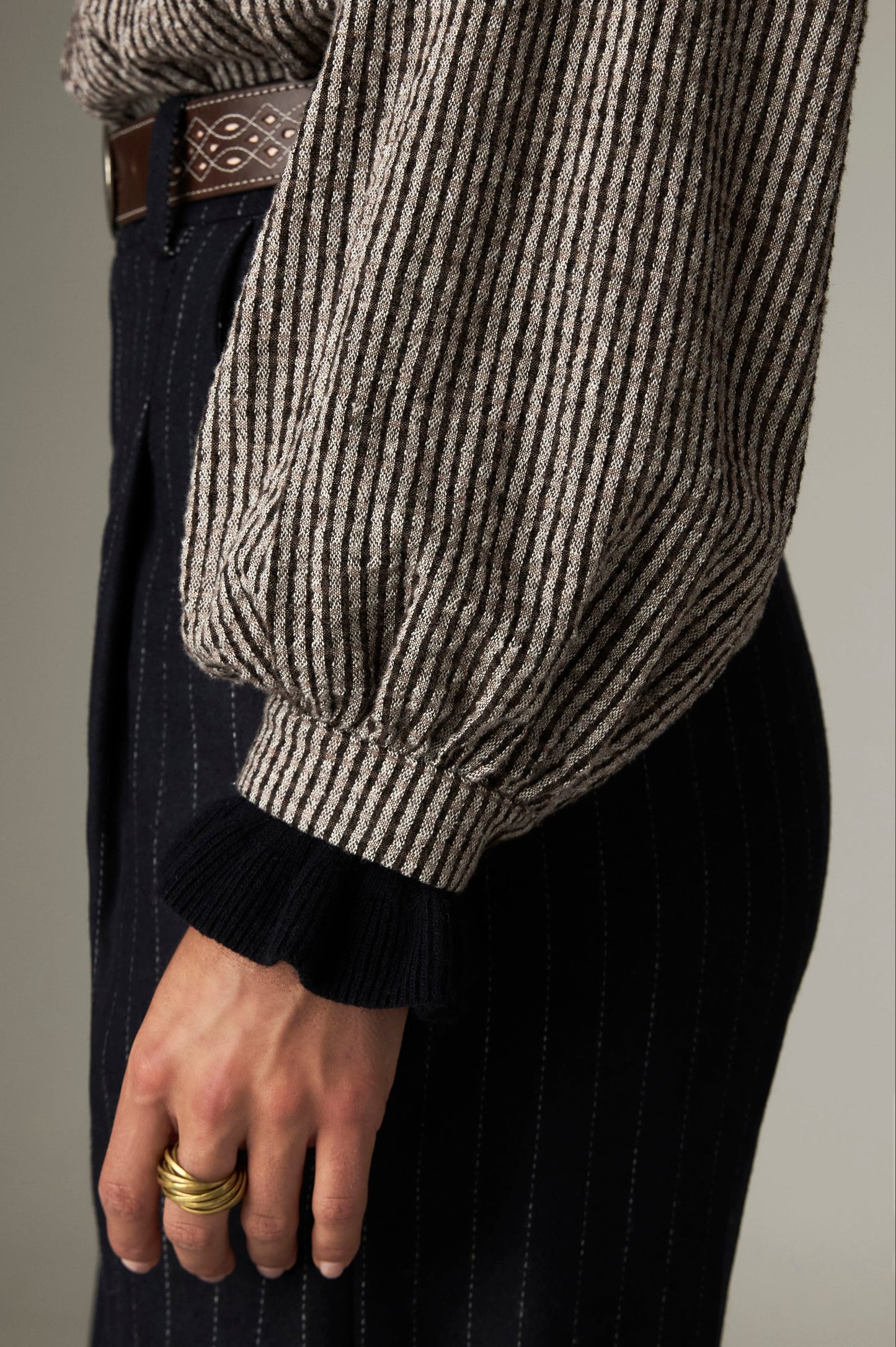 Maison Hotel Claude Shirt Coffee Stripes
