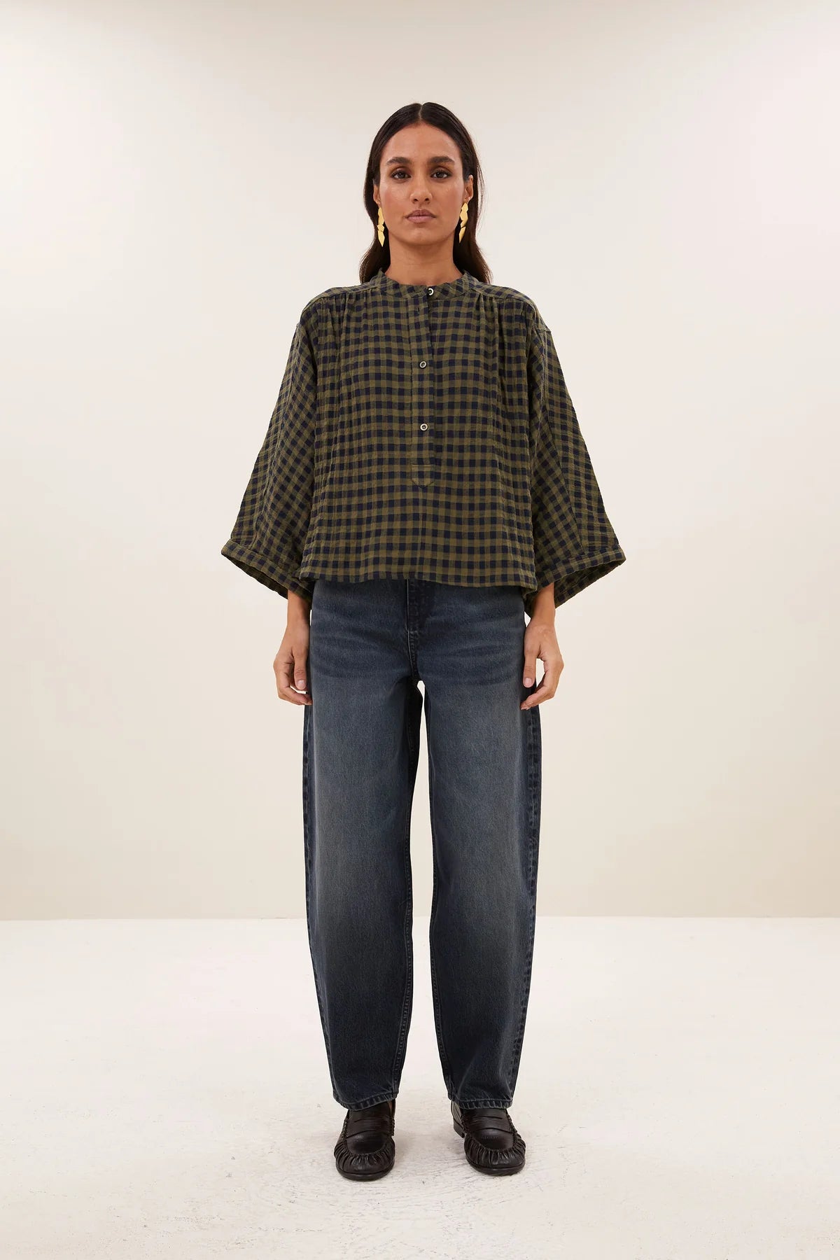 by_bar Jess Blouse Olive Check