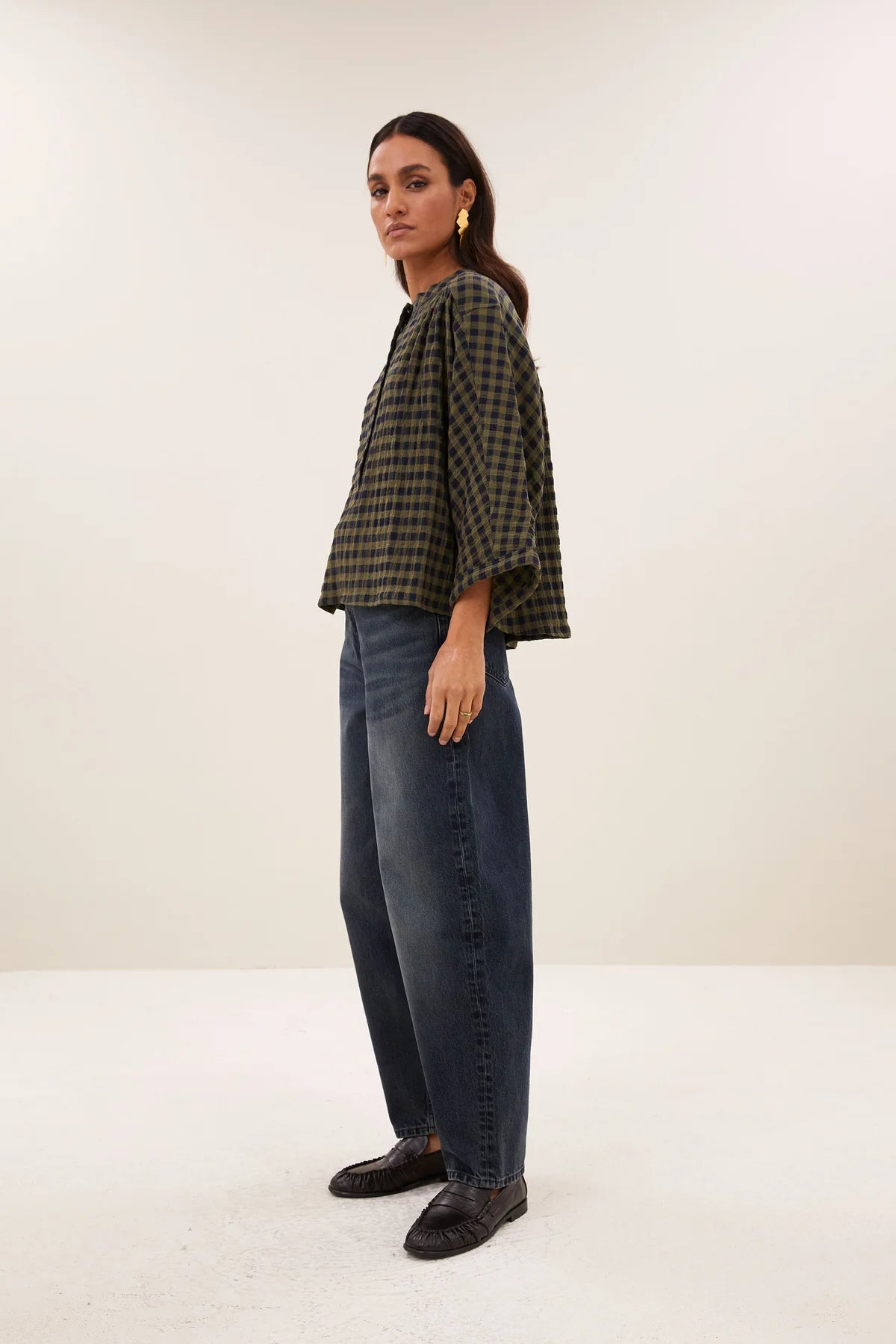 by_bar Jess Blouse Olive Check