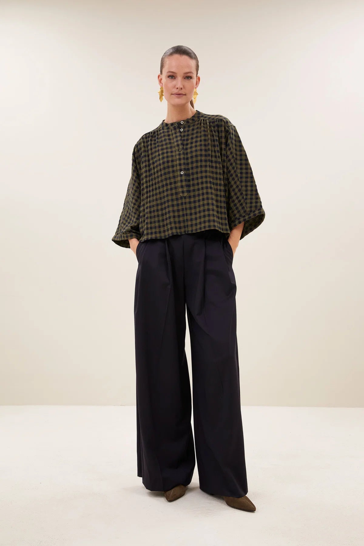 by_bar Jess Blouse Olive Check