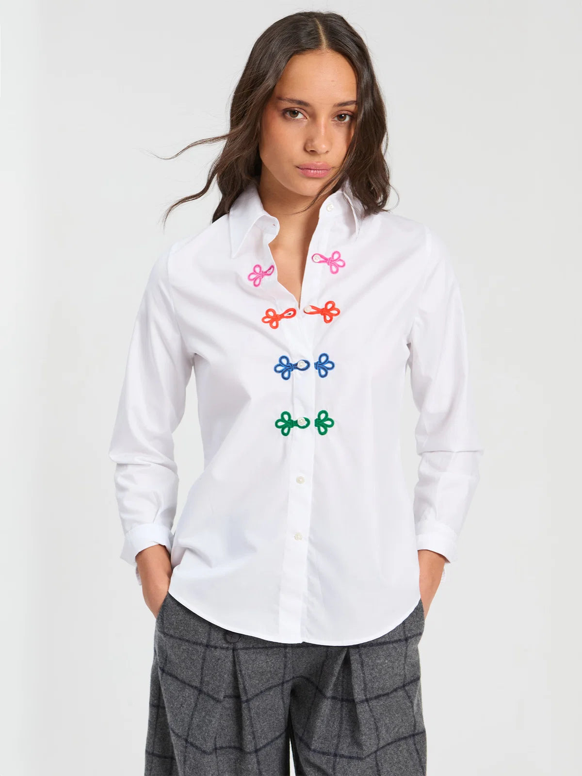 Vilagallo White Shirt Multicolour Frogging