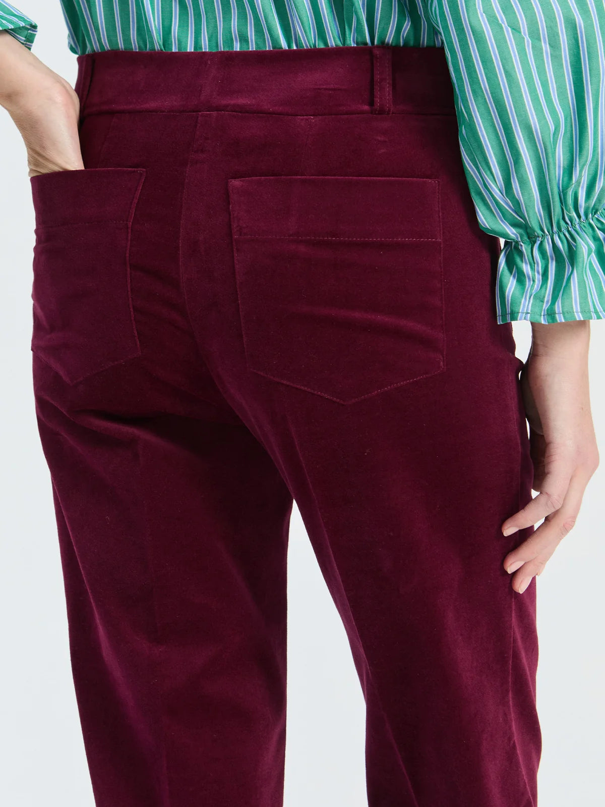 Vilagallo Burgundy Velvet Trousers