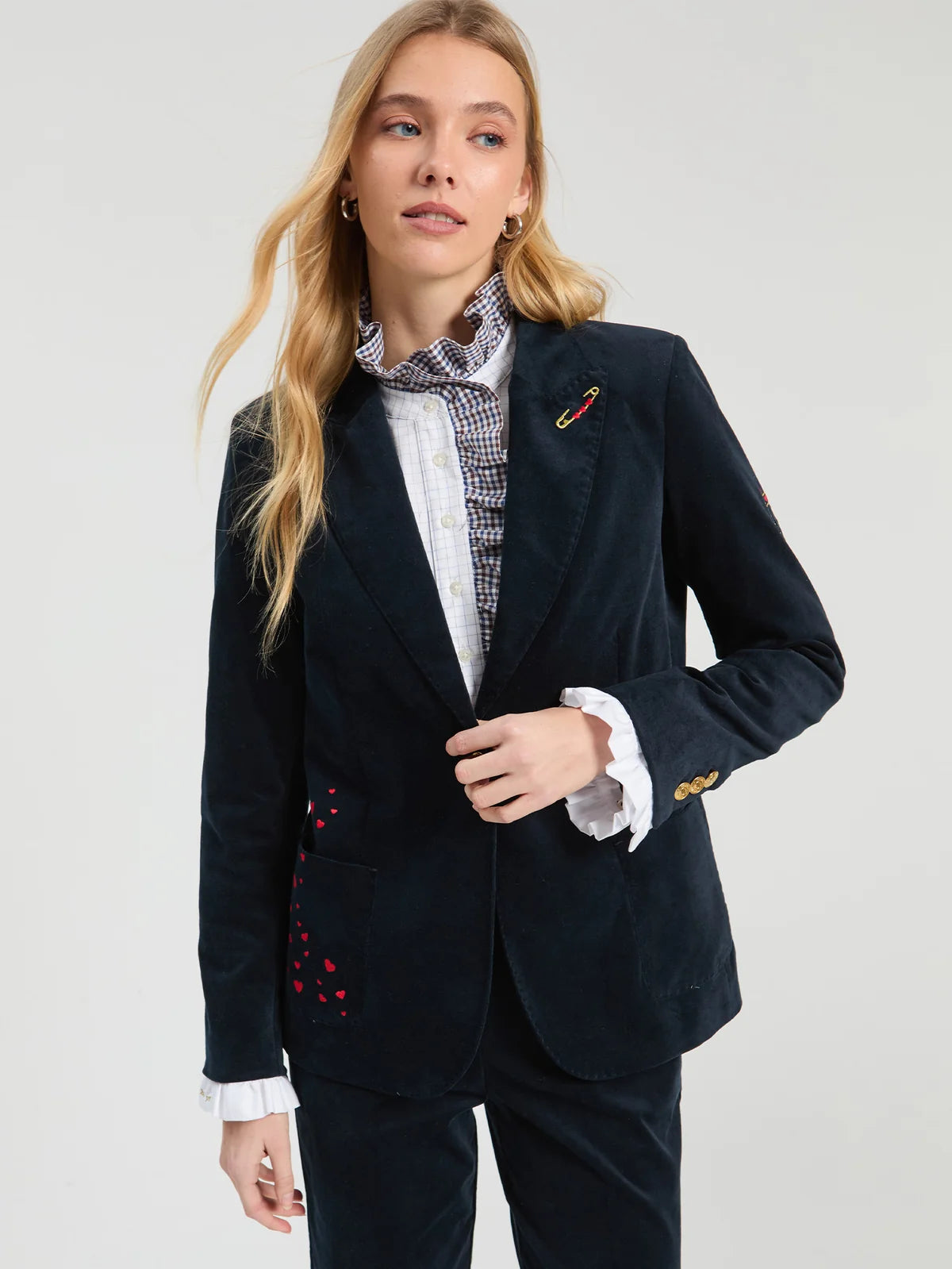 Vilagallo Navy Velvet Jacket