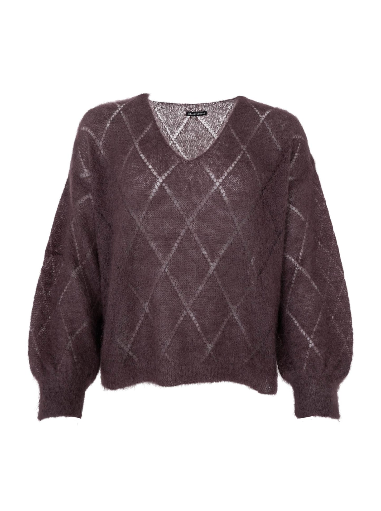 Black Colour Bjoerk Argyle Jumper- Coffee