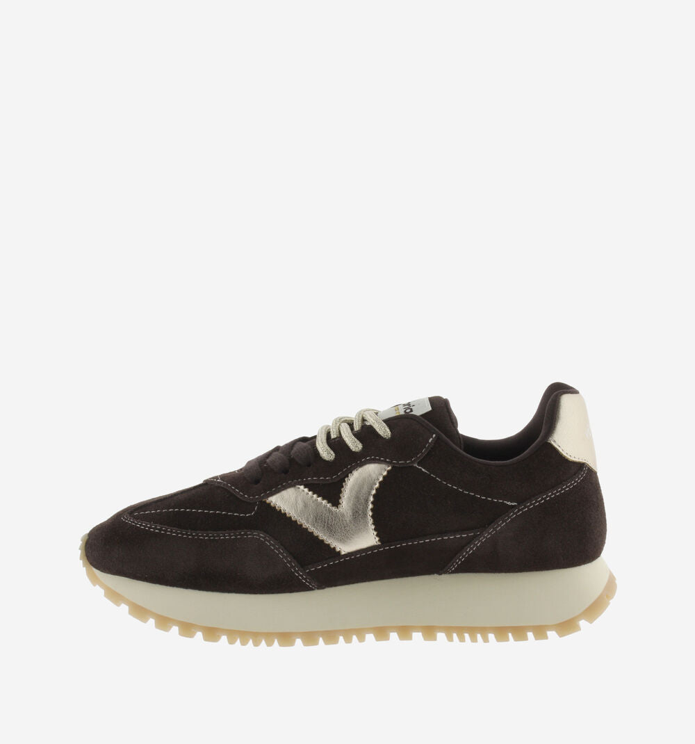 Victoria Viento Suede & Metallic Trainers-Brown