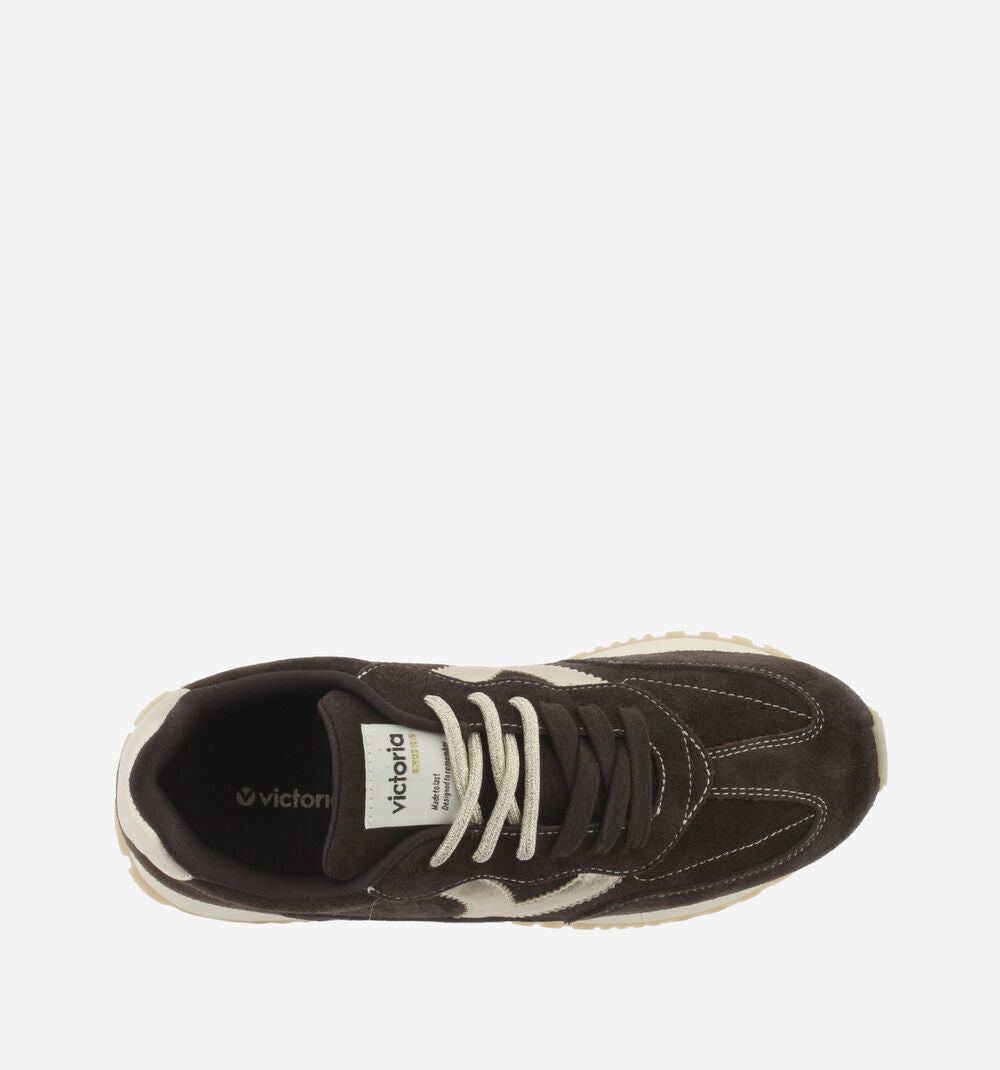 Victoria Viento Suede & Metallic Trainers-Brown