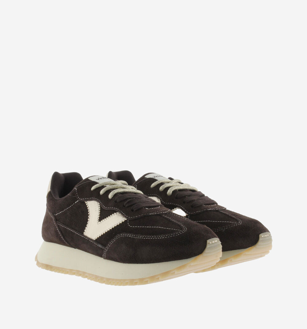 Victoria Viento Suede & Metallic Trainers-Brown