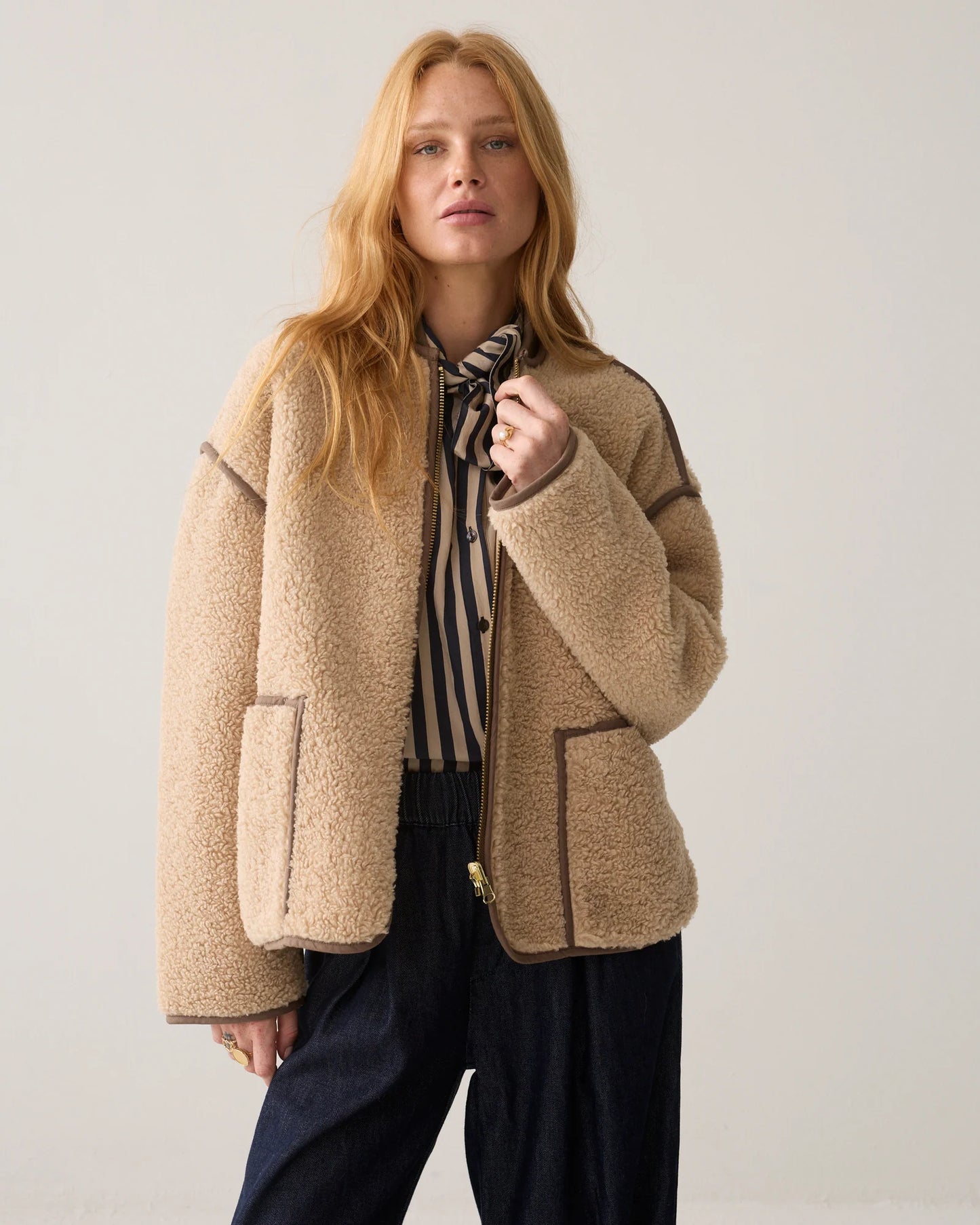 Summum Reversible Teddy Jacket-Cream