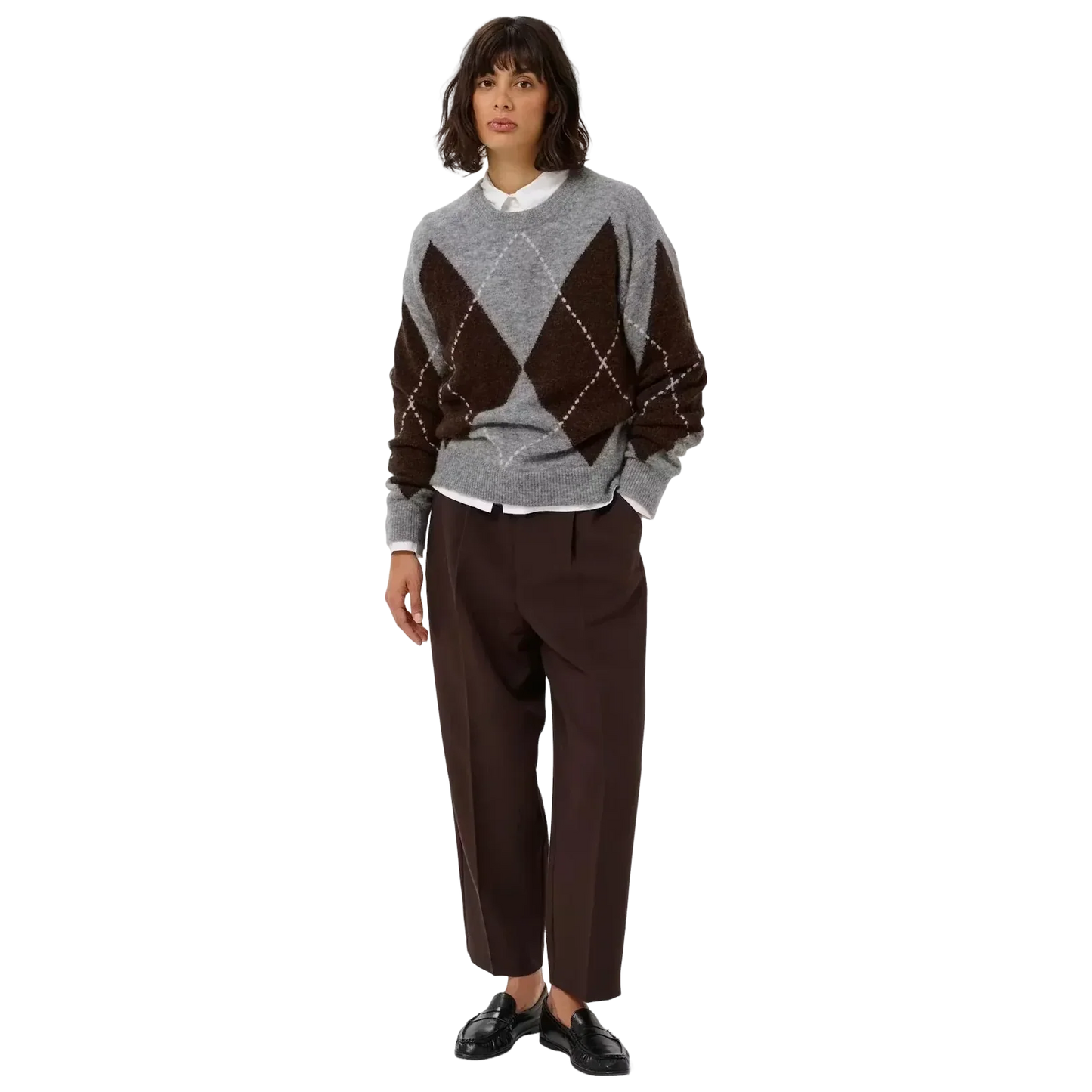 Part Two Sorayas Argyle Jumper-Grey
