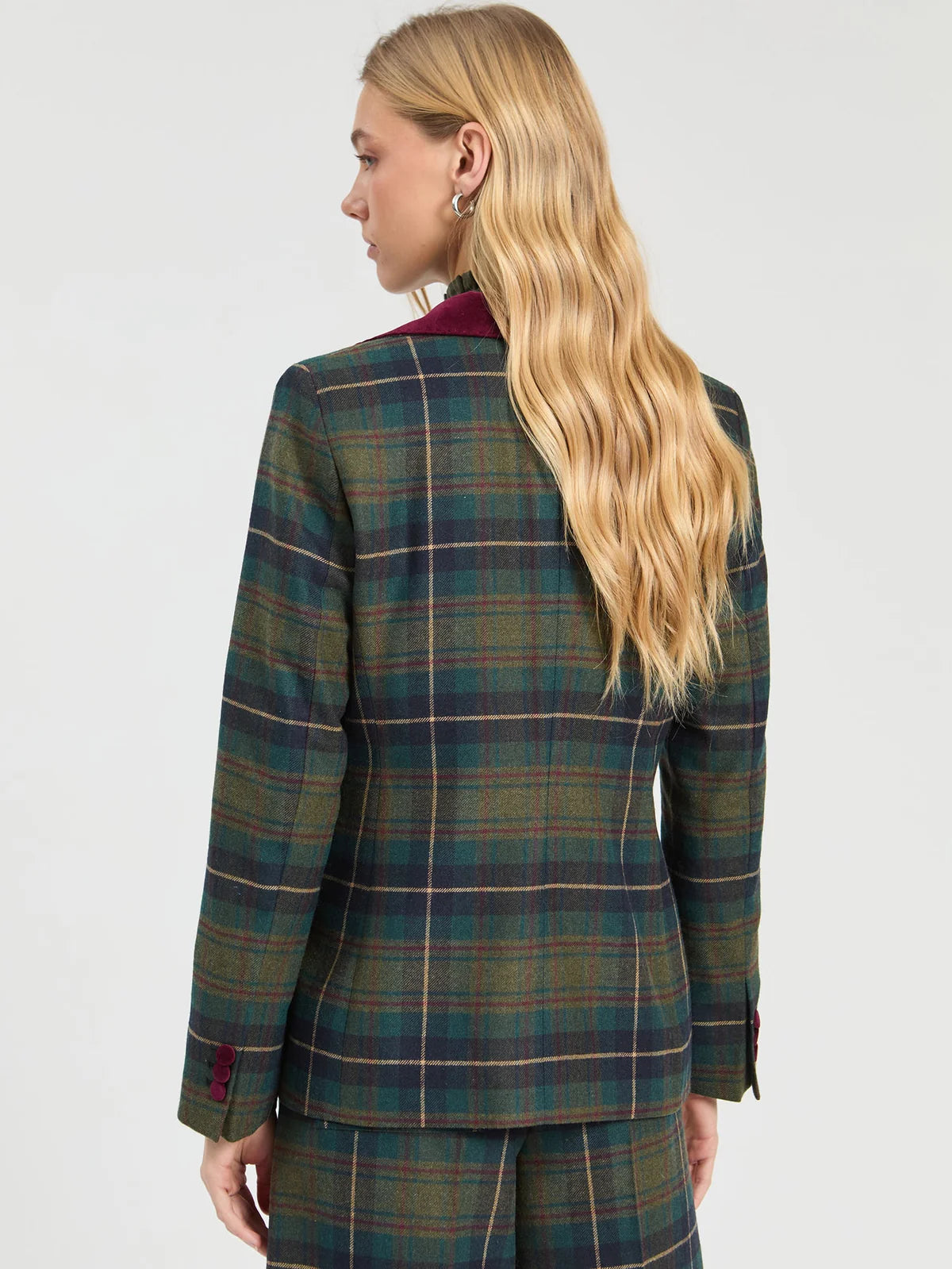 Vilagallo Green & Burgundy Checked Jacket