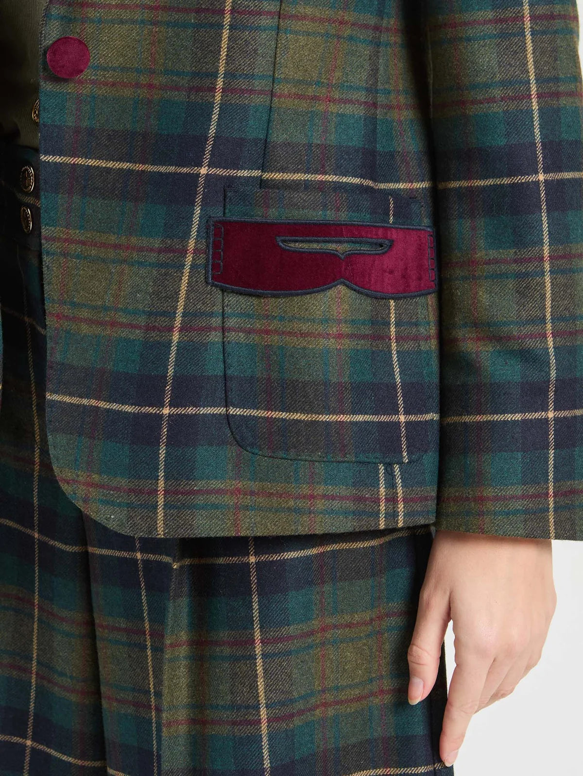 Vilagallo Green & Burgundy Checked Jacket
