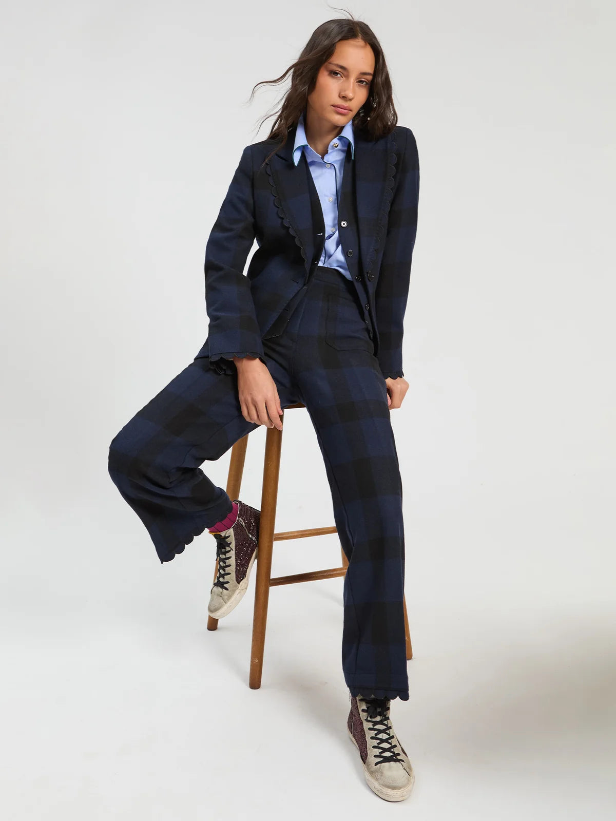 Vilagallo Navy Black Checked Jacket