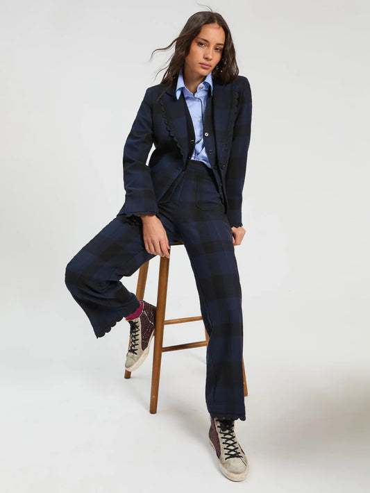 Vilagallo Navy Black Checked Jacket