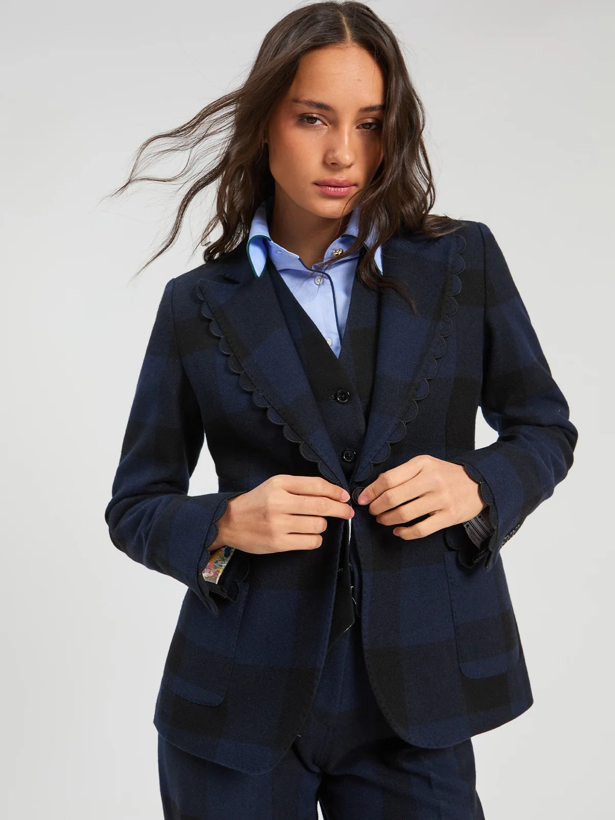 Vilagallo Navy Black Checked Jacket