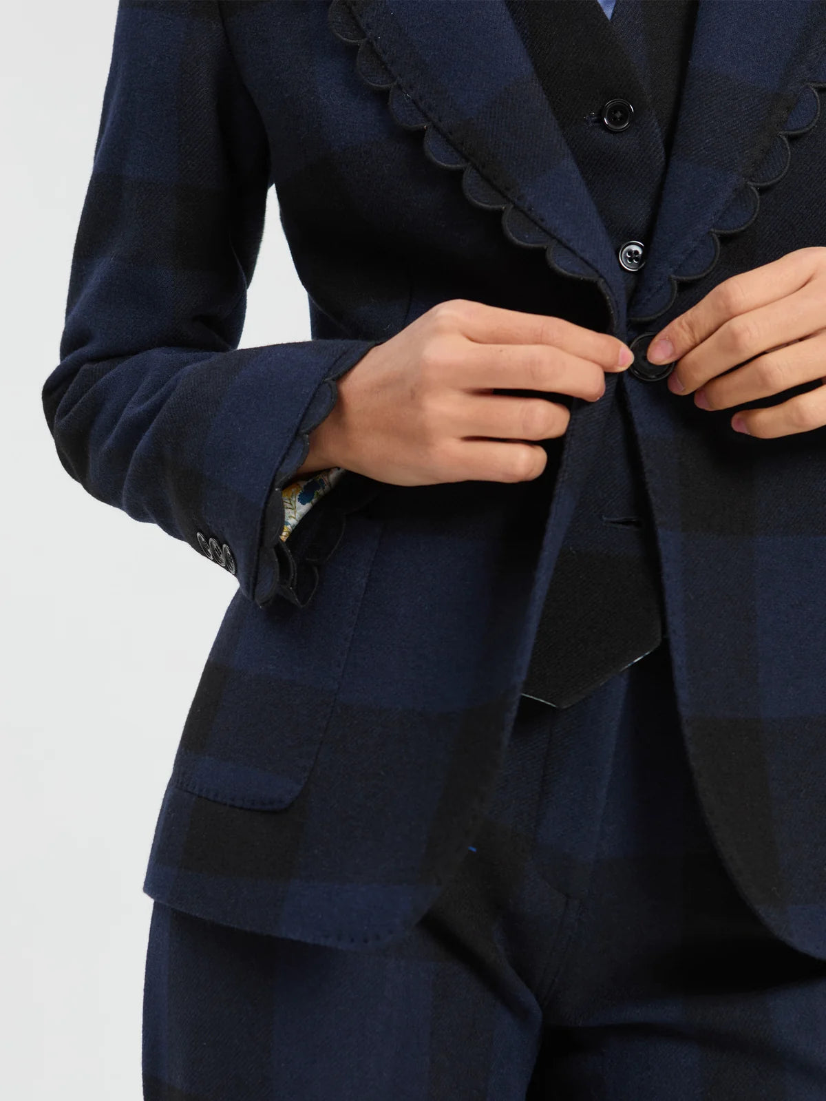 Vilagallo Navy Black Checked Jacket