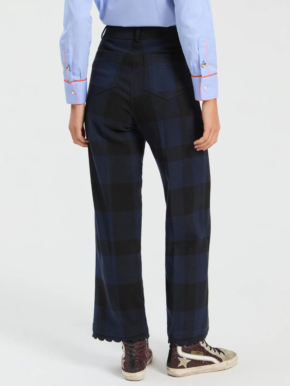 Vilagallo Navy Black Gingham Trousers