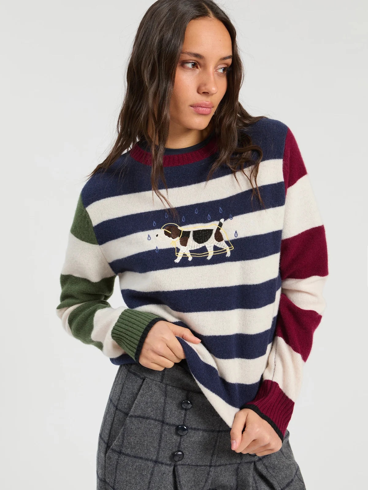 Vilagallo Dog Raincoat Jumper-Navy Stripes