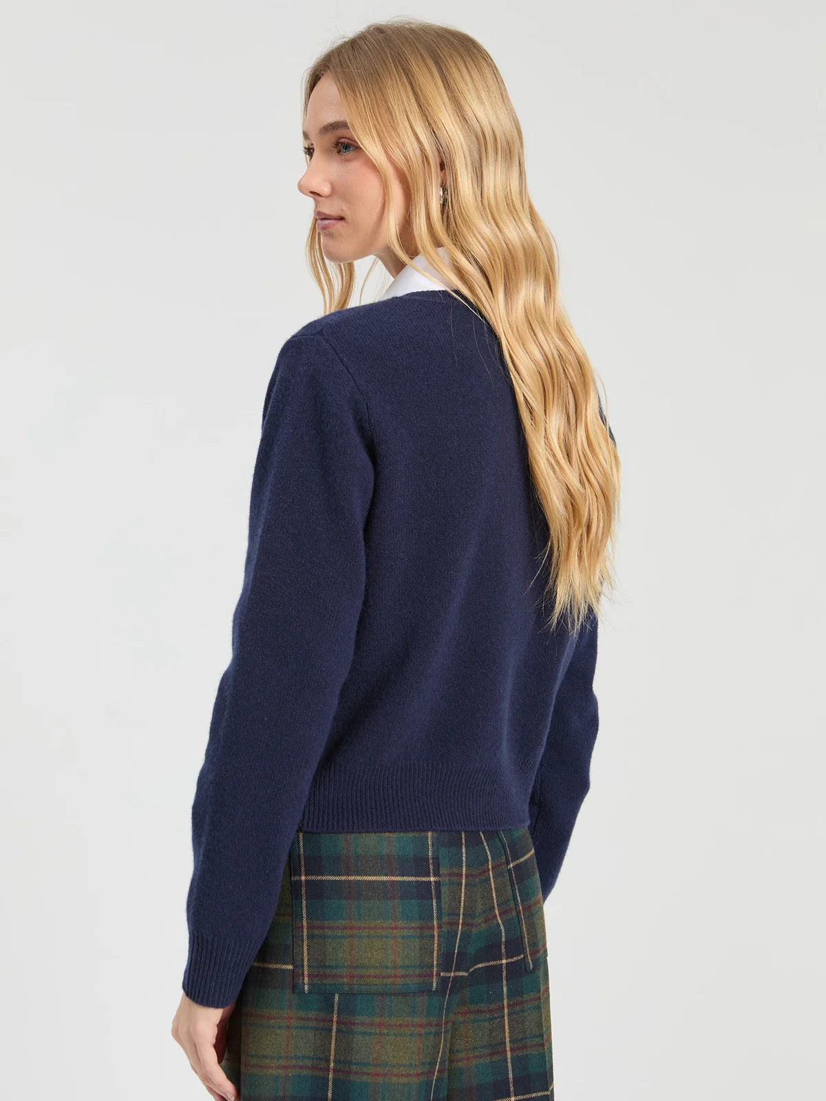 Vilagallo Navy Red Heart Intarsia Cardigan