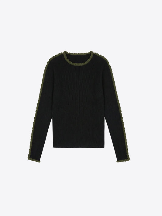 Vilagallo Black Ruffled Sweater