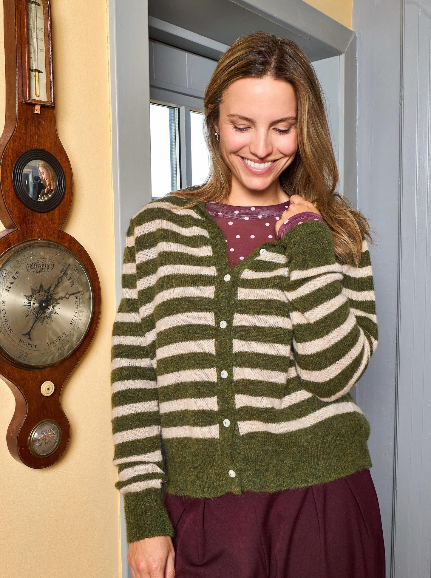 Black Colour Dell Puff Sleeve Cardigan-Army