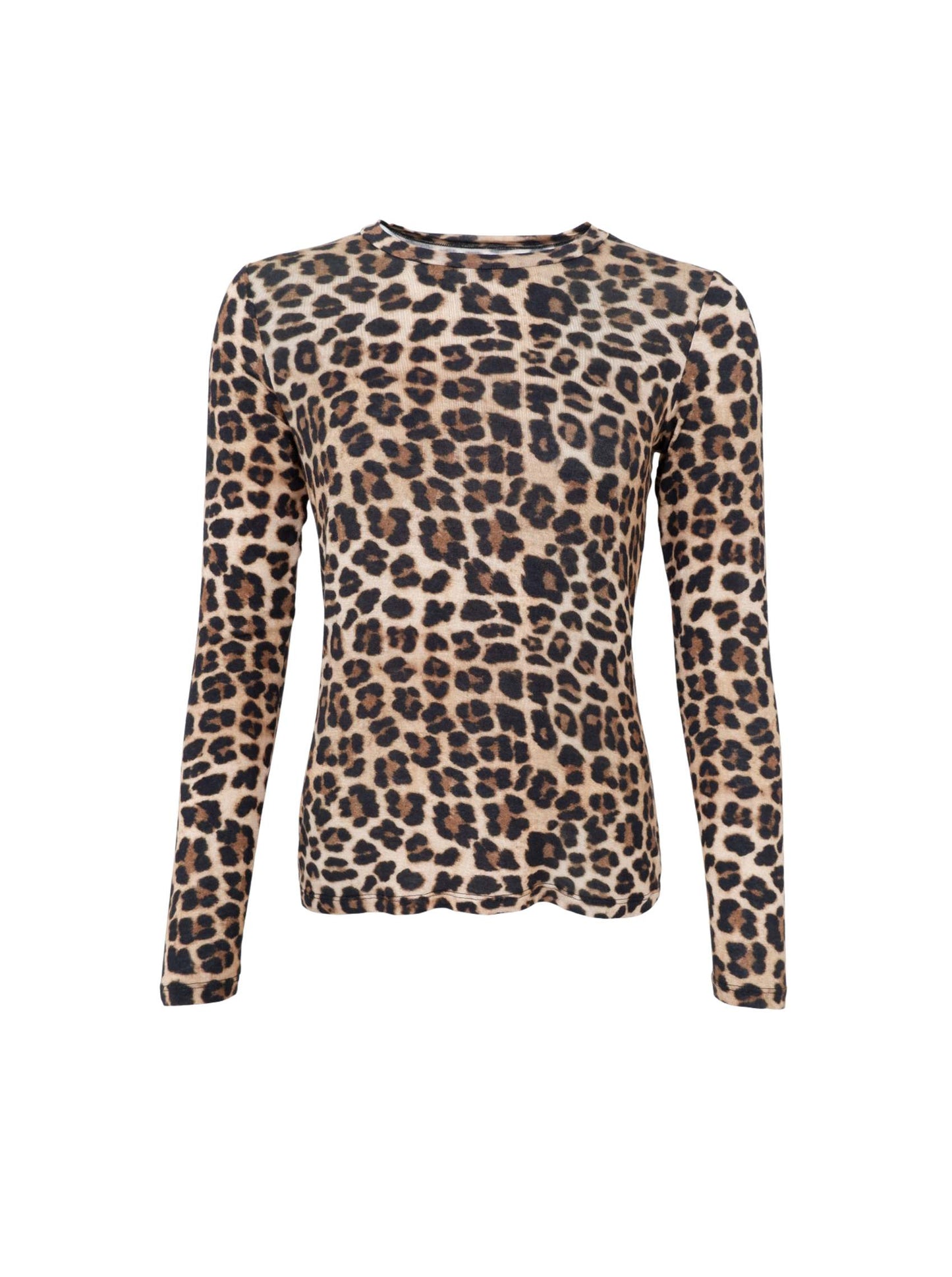 Black Colour Alba Cashmere mix Long sleeve T Shirt -Natural Leo