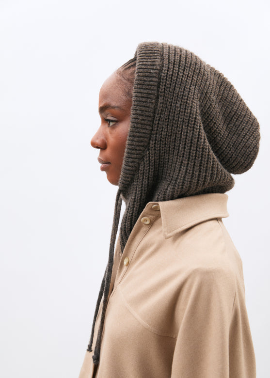 Humility Knitted Hood- Taupe
