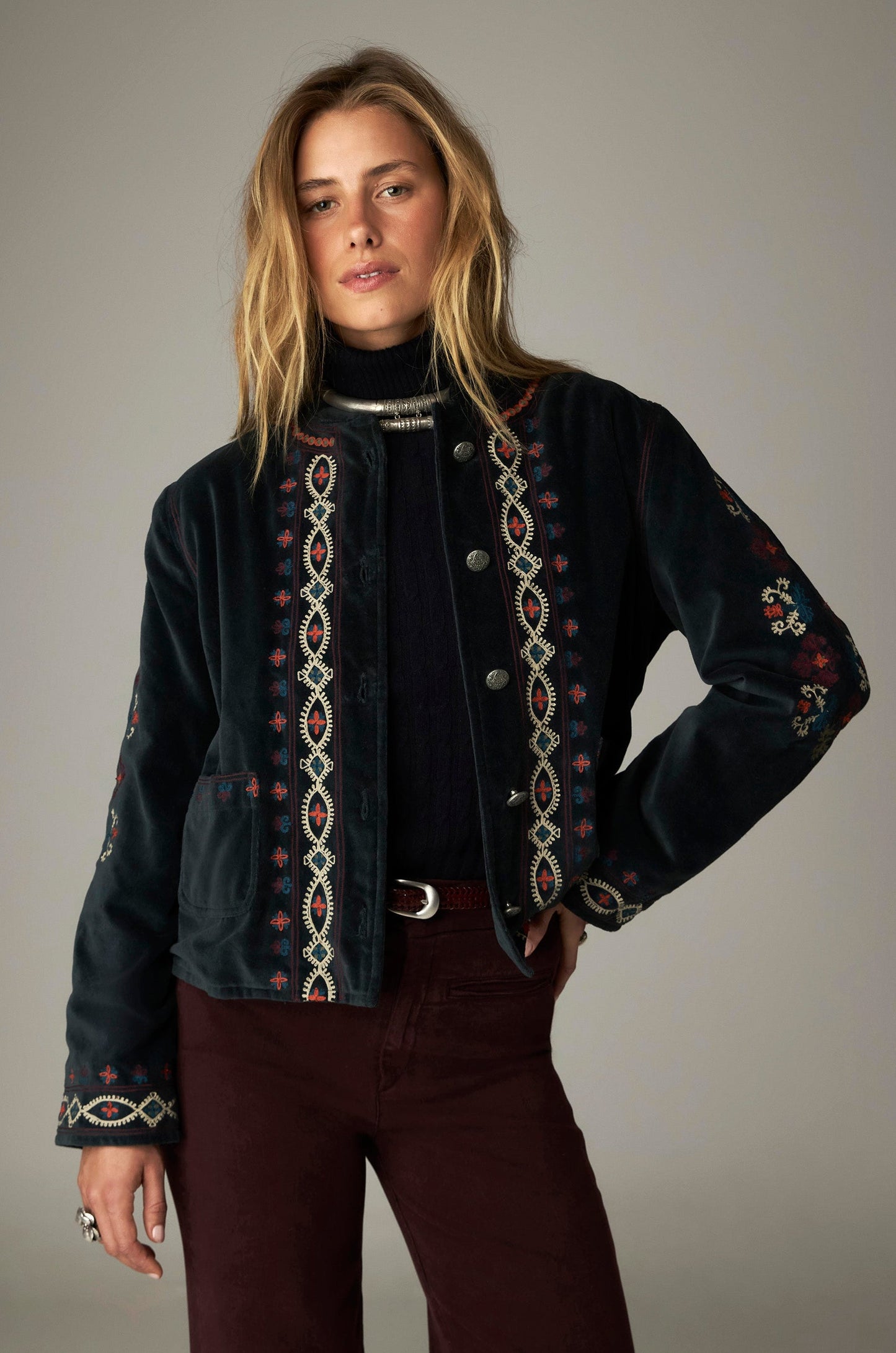 Maison Hotel Breton Velvet Jacket-Jade