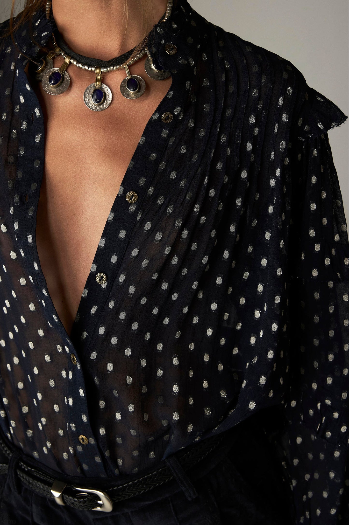 Maison Hotel Simona Blouse- Sienna Navy