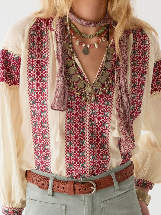 Maison Hotel Dion Blouse-Red Wine