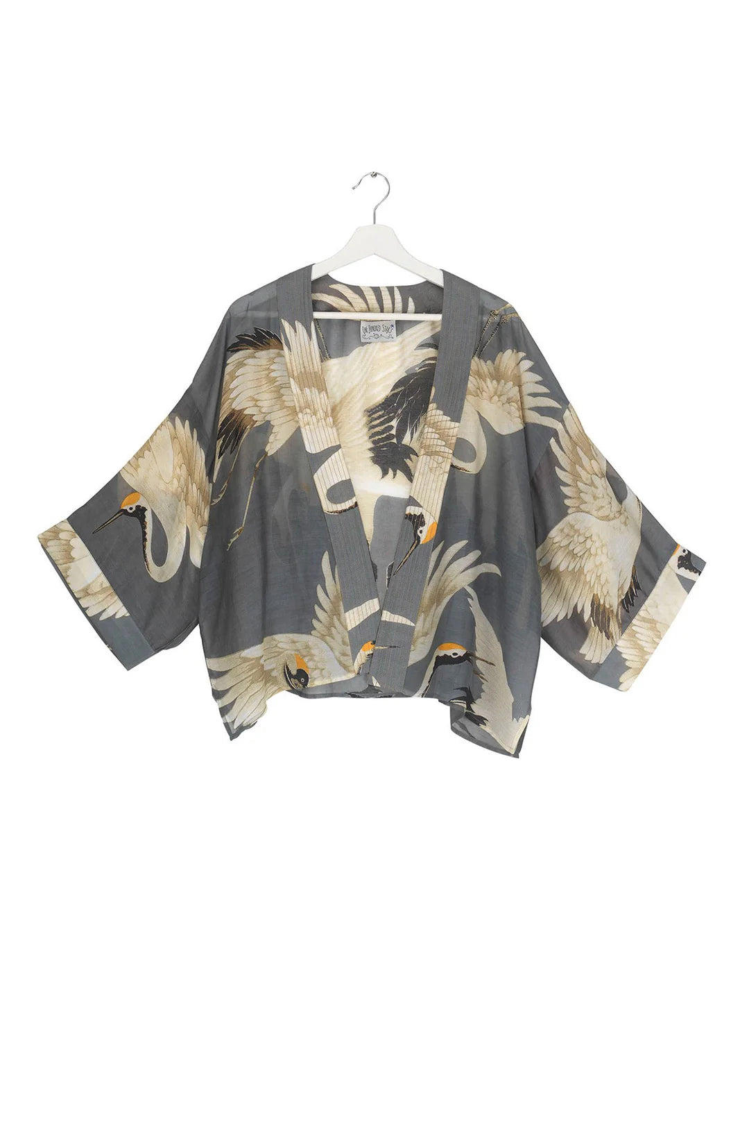 One Hundred Stars Stork Grey Kimono