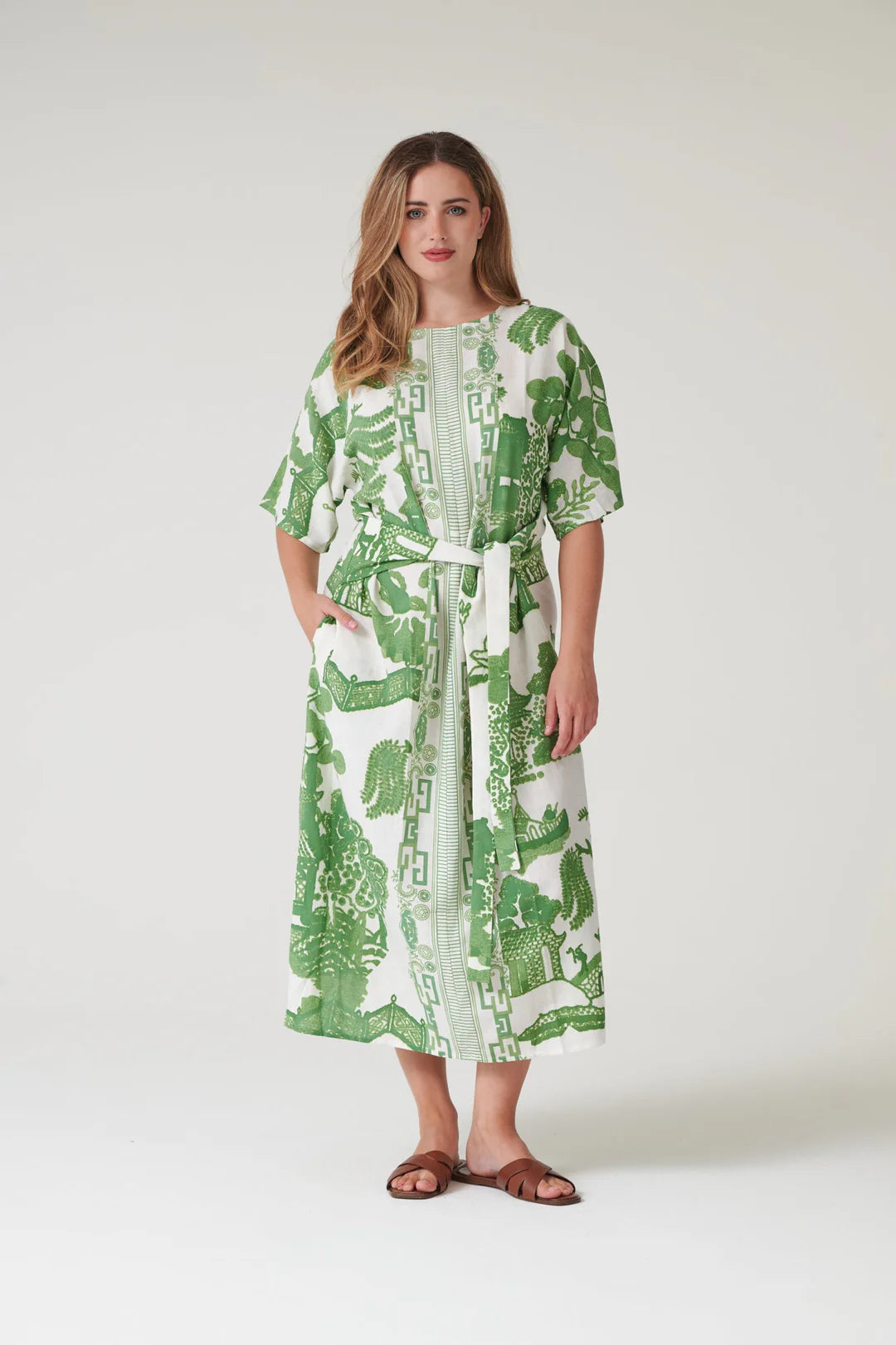 One Hundred Stars Giant Willow Green Obi Dress
