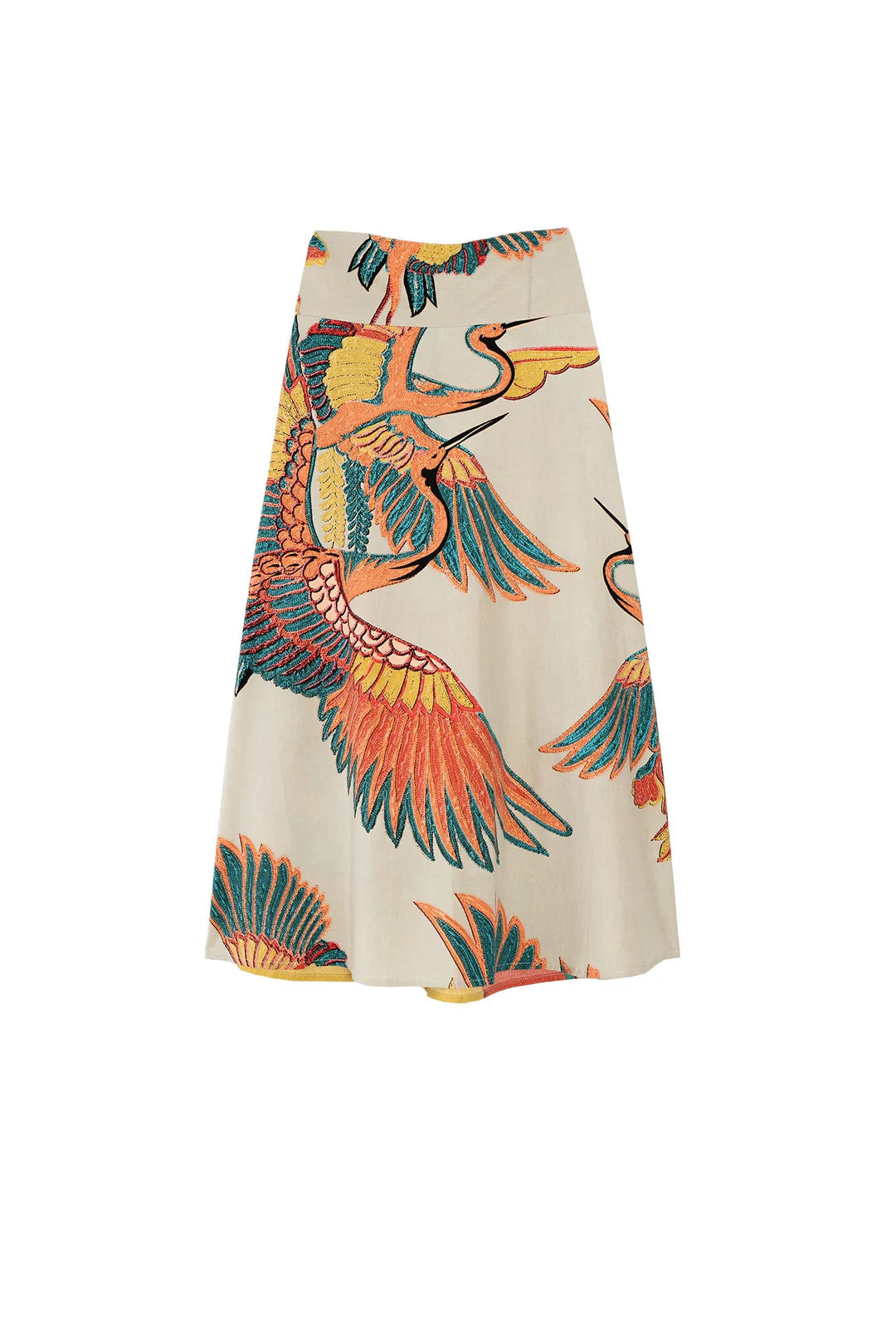 One Hundred Stars Crane Stone A-line Cotton Skirt