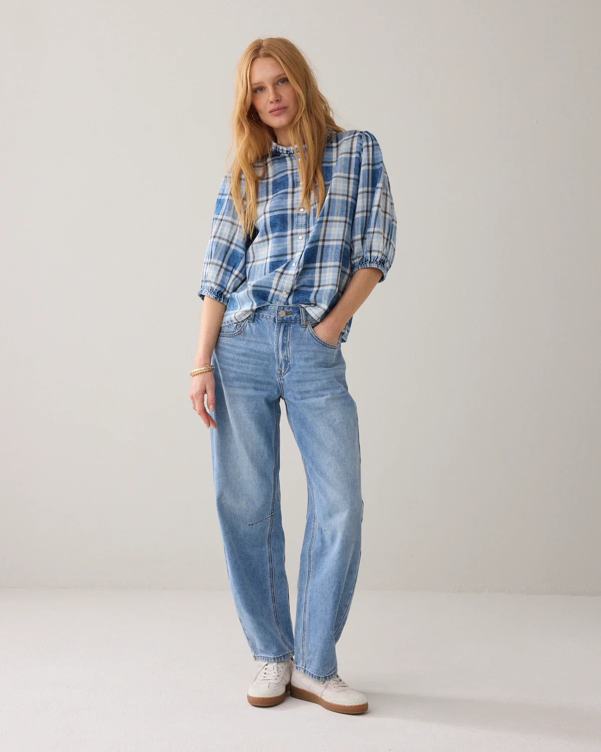 Summum indigo check blouse