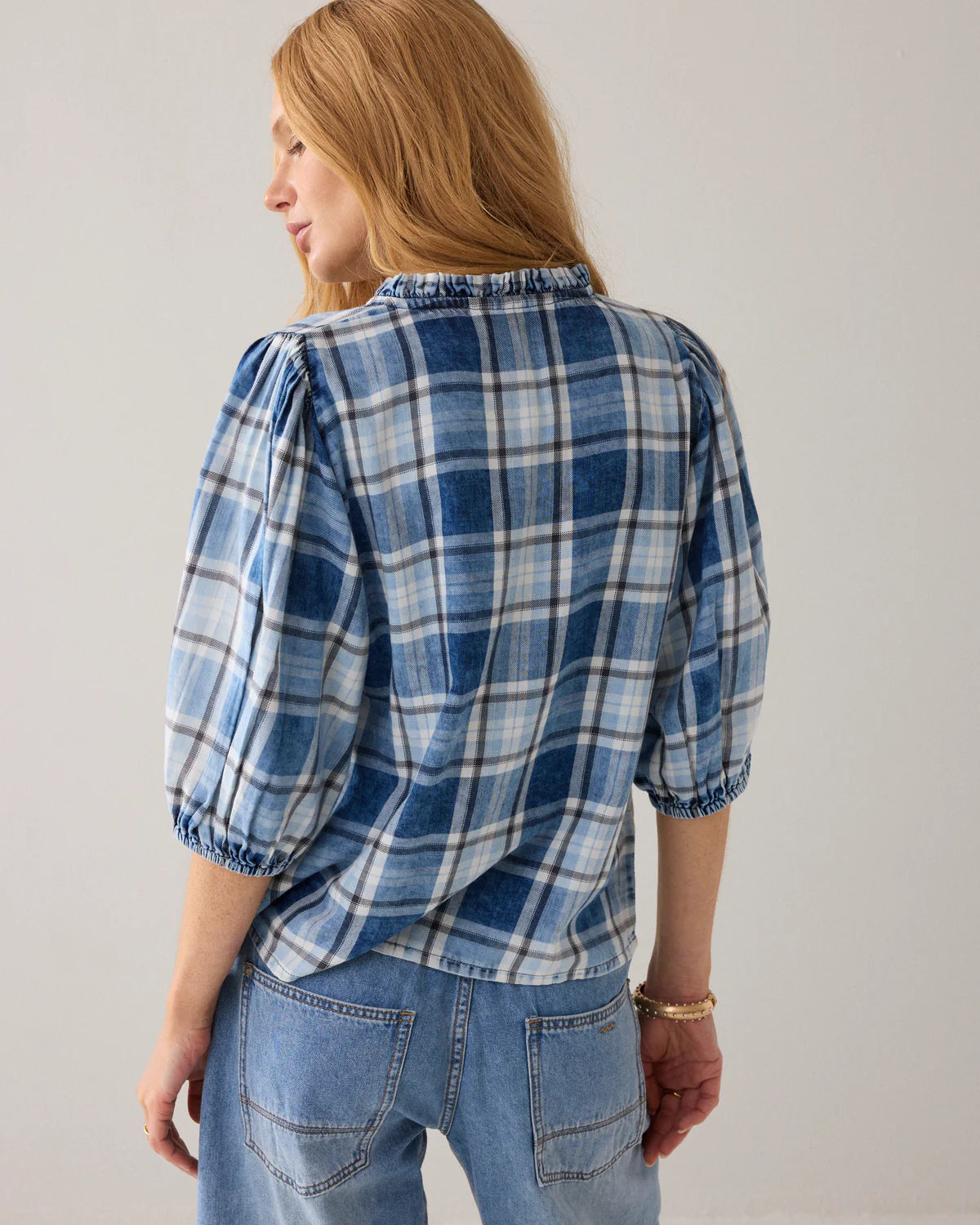 Summum indigo check blouse