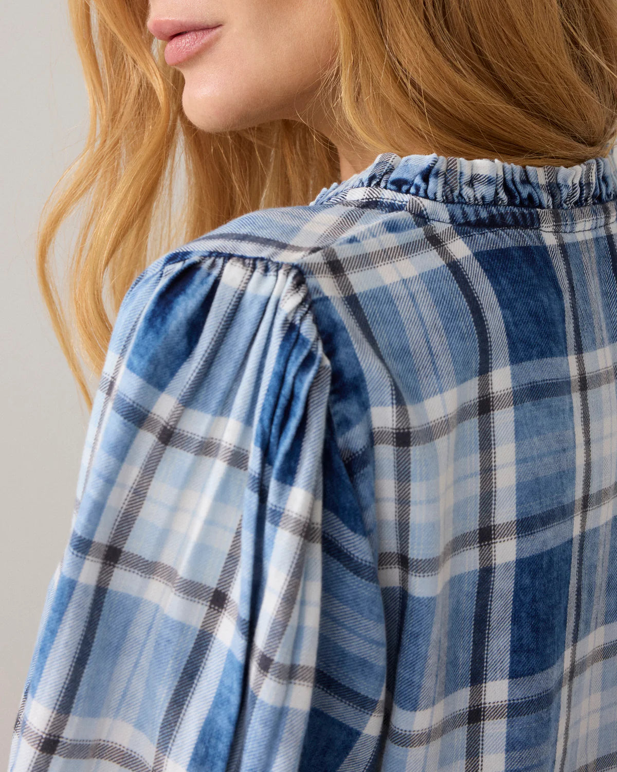 Summum indigo check blouse