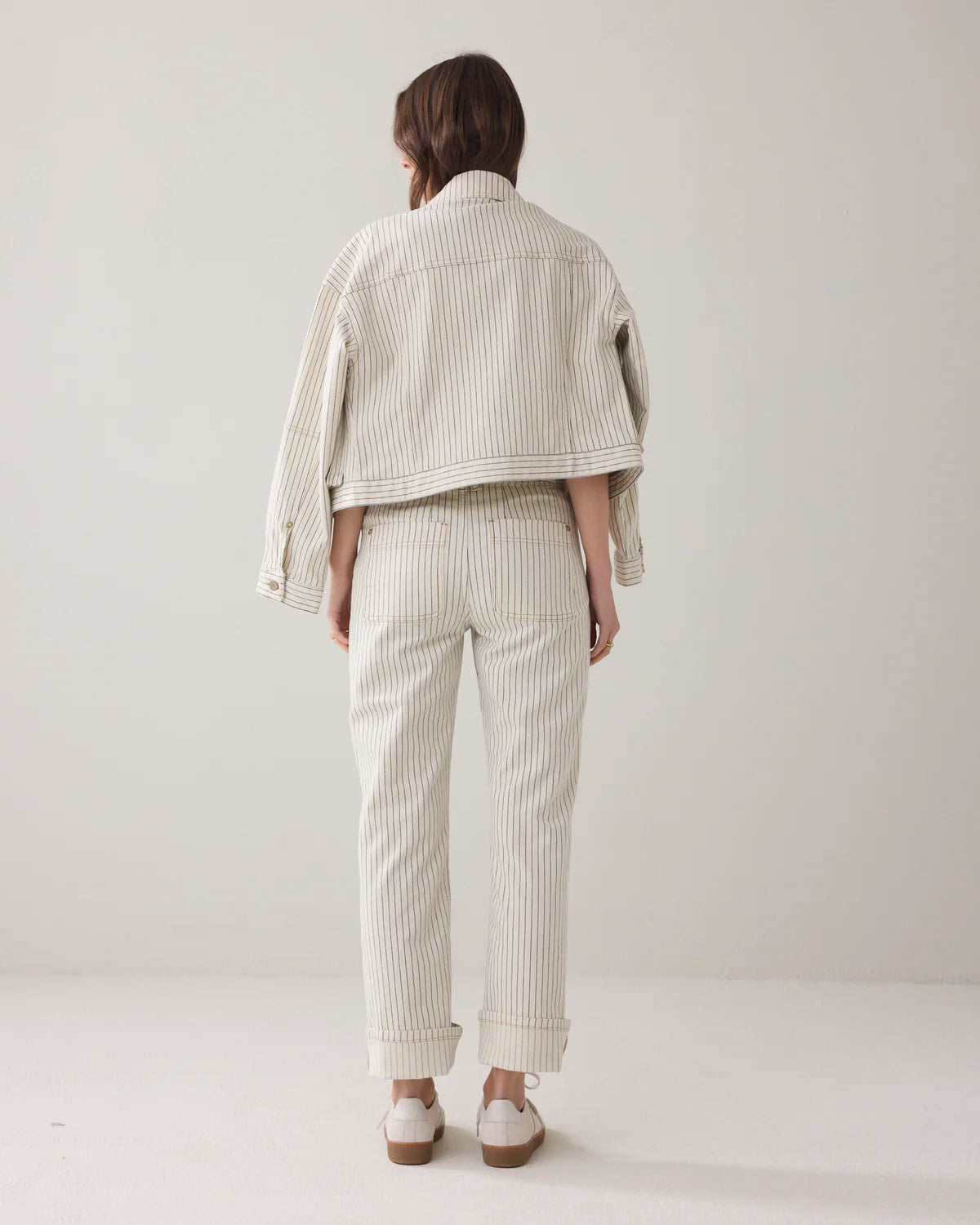 Summum Ivory Denim trousers with stripe