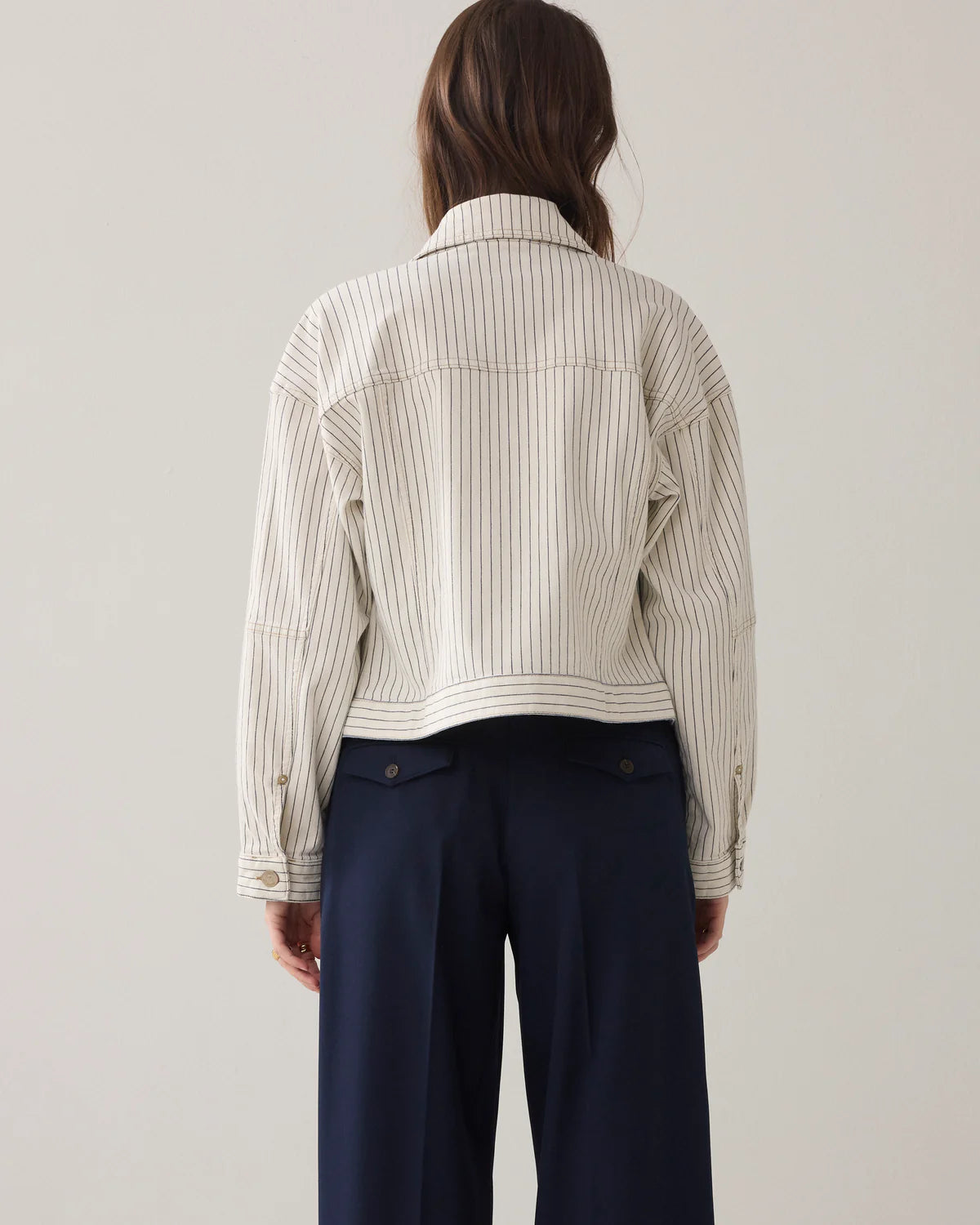 Summum Ivory Denim Jacket with stripe
