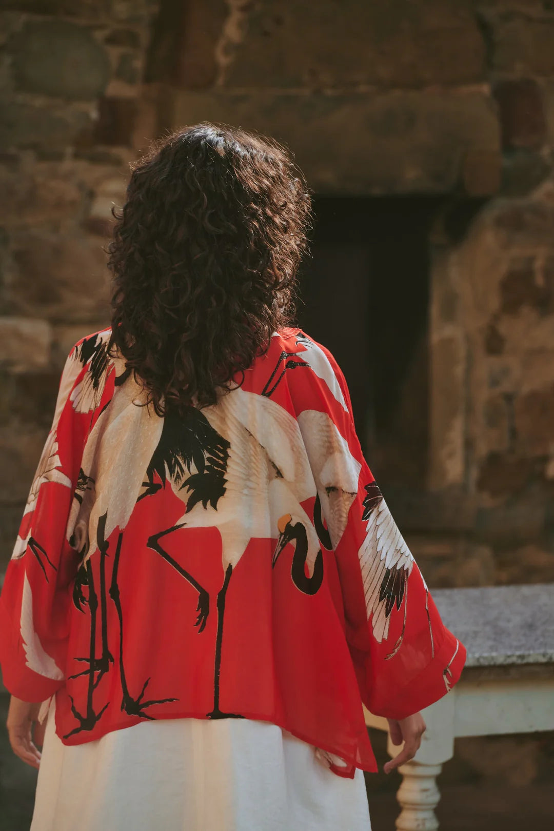 One Hundred Stars Stork Scarlet Kimono