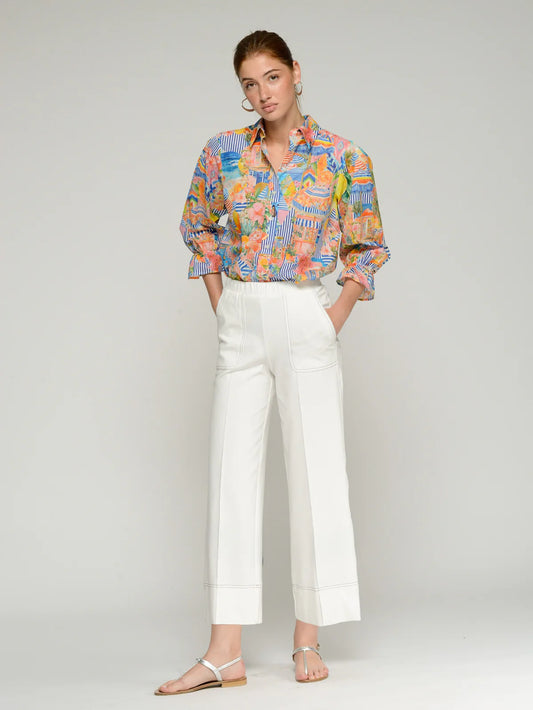 Vilagallo Wide Leg White Trousers